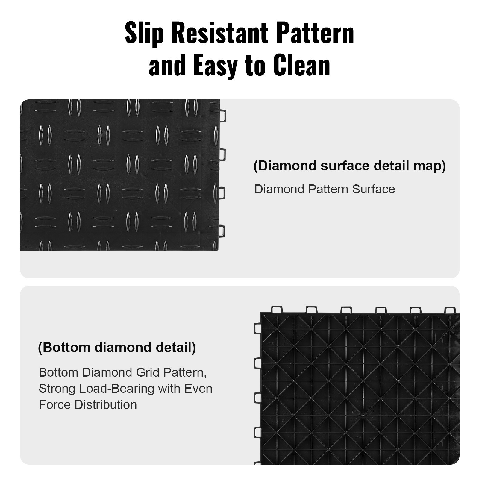 Uimoso Interlocking Garage Flooring Tiles 12×12 in, 25-Pack, Black