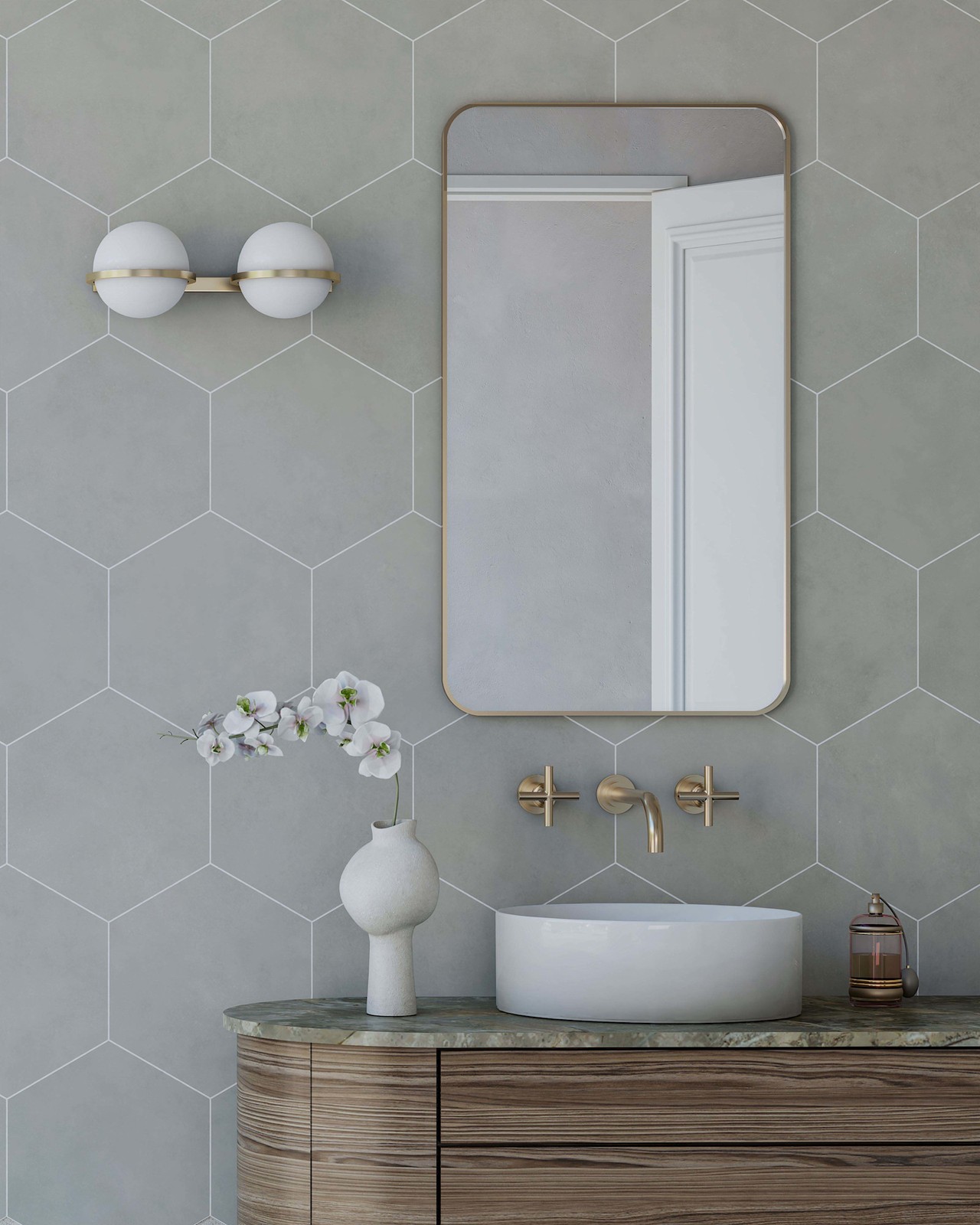 Cruz Bay Studio MKT61129 Honeycomb – 9″ x 10″ Geometric Floor and – White