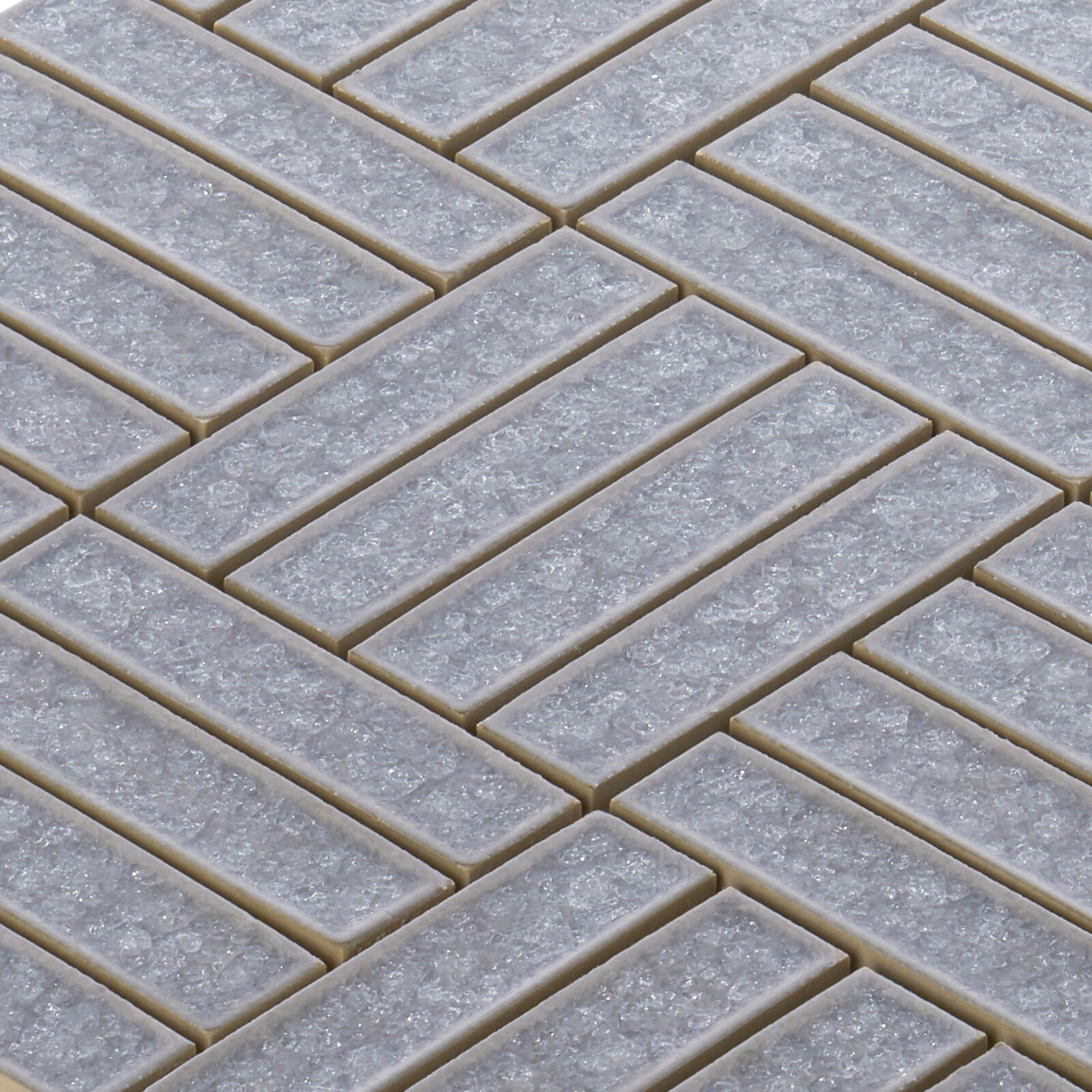 Gray Blue Crackle Glass Basketweave Parquet Mosaic Tile Kitchen Wall Backsplash