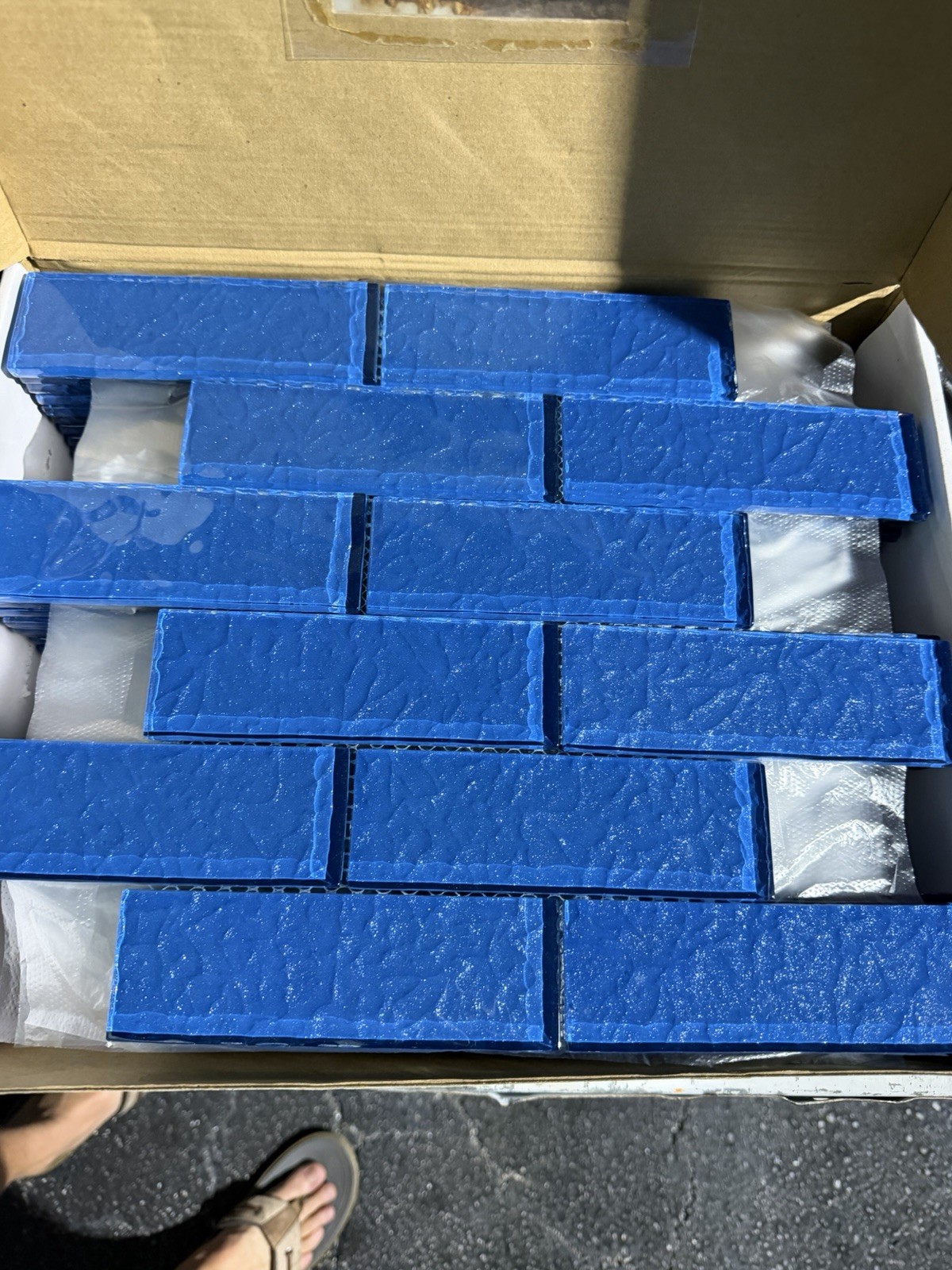 Artistry In Mosaics Pool Glass Tile 2×6 Blue Moonscape Series 11 Sheets In Box