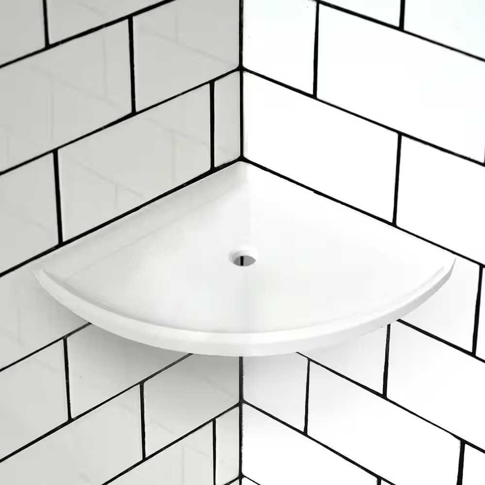 Aroma White 7.5 In. X 7.5 In. Matte Resin Wall Mount Corner Shelf Tile
