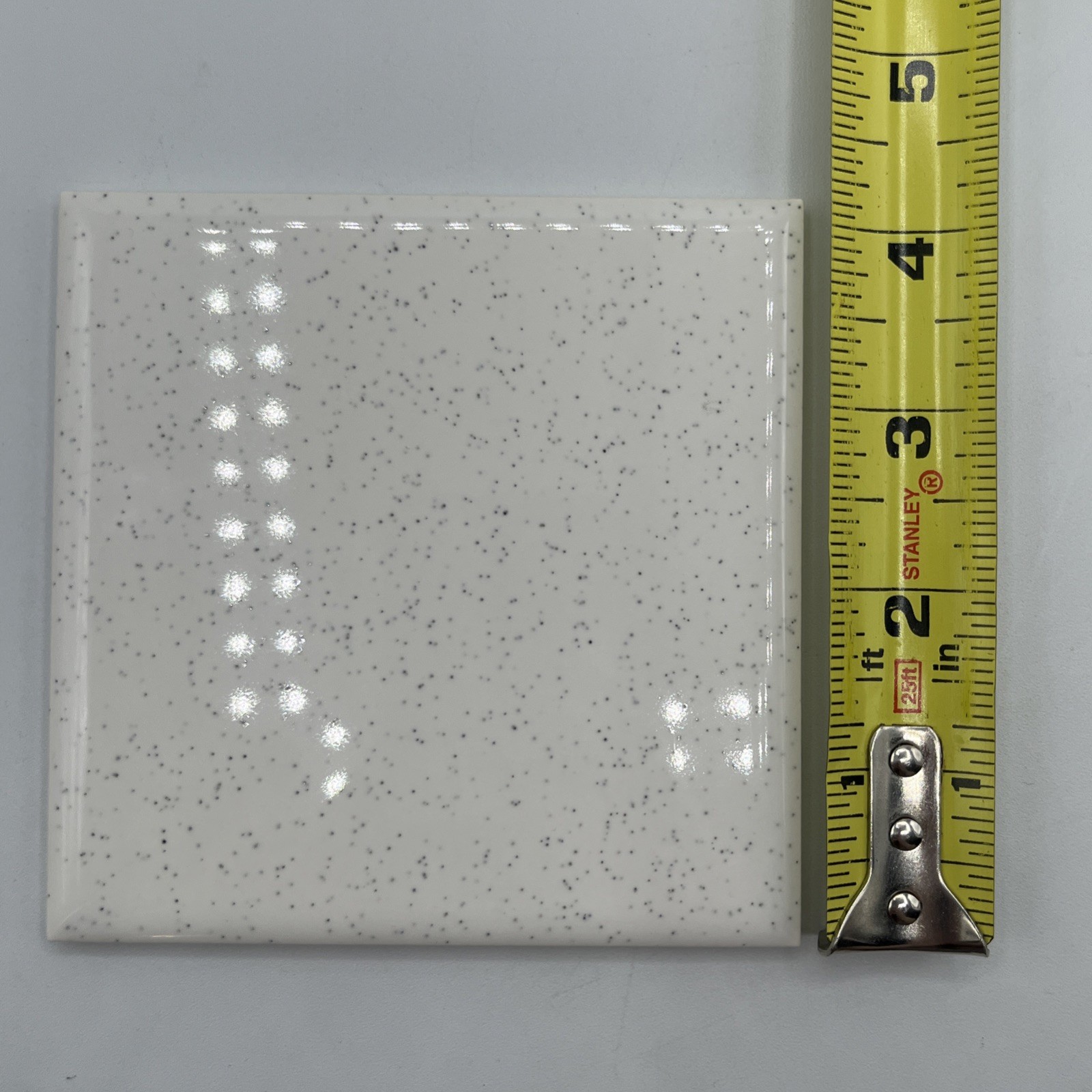 5 pcs American Olean 4 1/4″ Ceramic Tile Salt & Pepper #45 Black Speckled Glossy