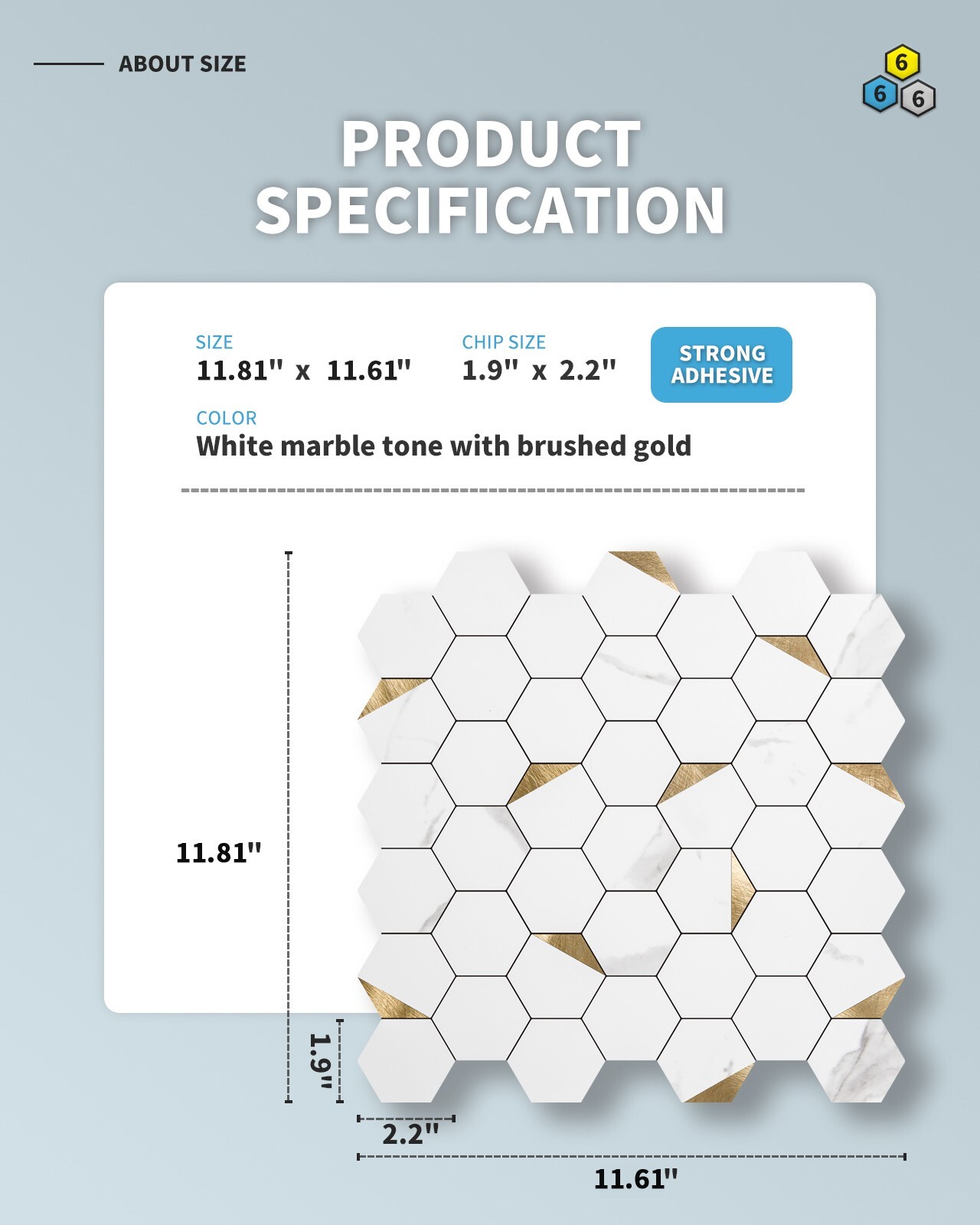 Art3d 10-Sheet Peel and Stick Backsplash, Self-Adhesive Tile Hexagon Mosaic Tile
