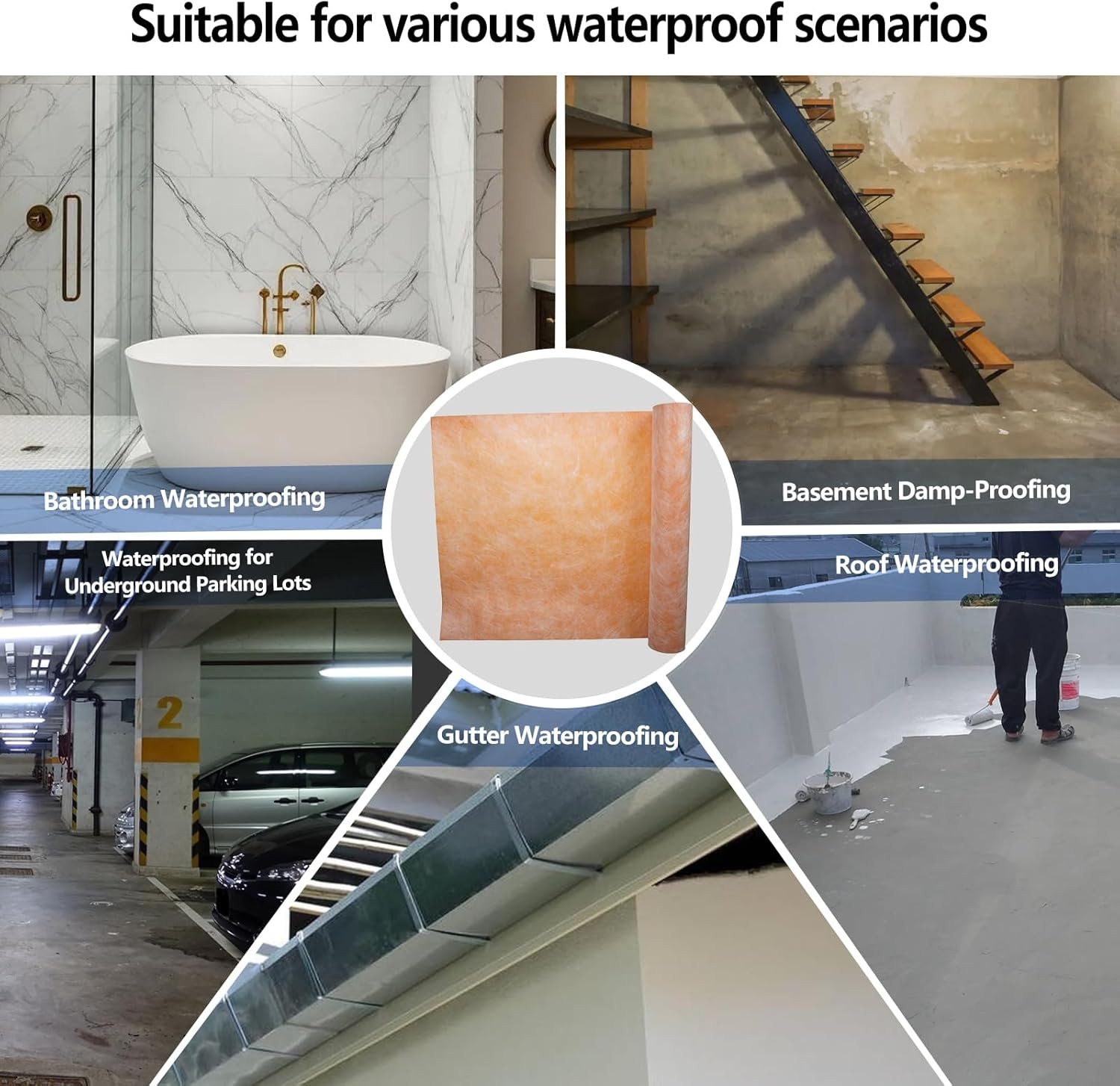 3.3 FT X 98.5 FT Waterproof Membrane for Shower, 23.6 Mils Thick Underlayment Wa