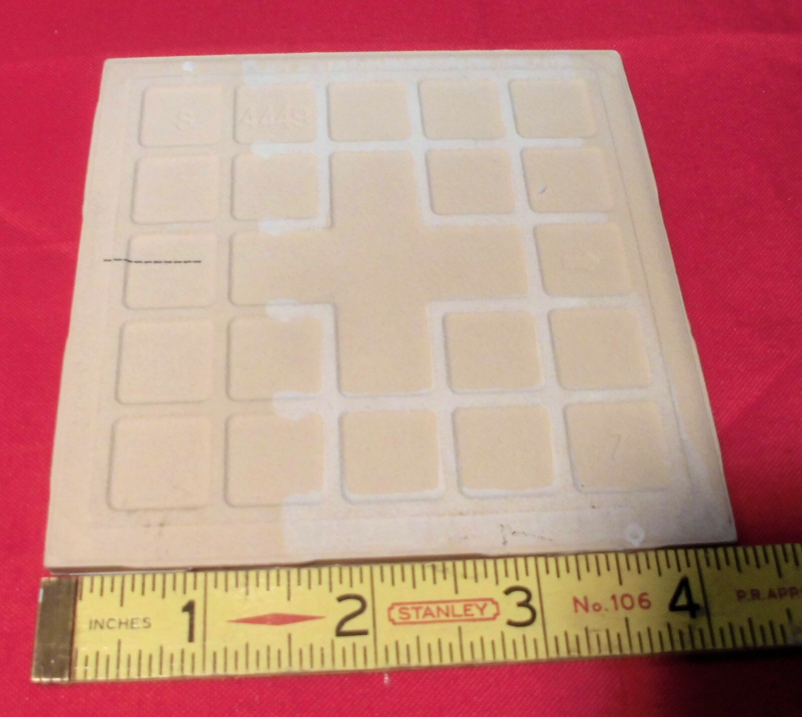 1 pc. Gold Dust: Glossy Ceramic Bullnose Tile: vintage white color, gold specks