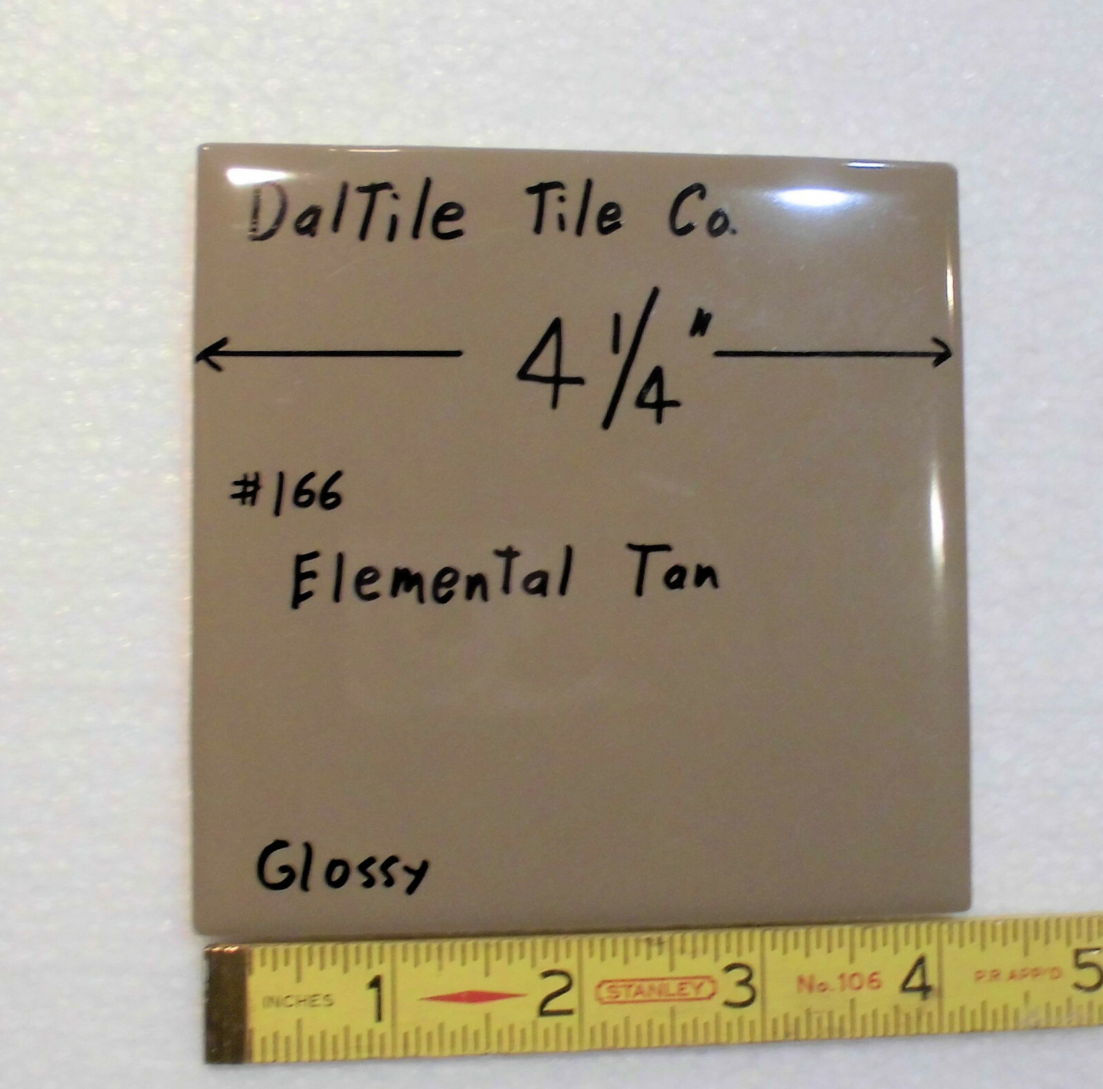 1 pc. Elemental Tan: Glossy Ceramic Tile by Daltile; 4-1/4″ Light Brown NEW