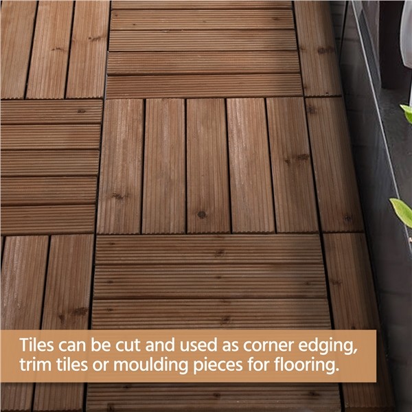 27pcs Wooden Patio Tiles Interlocking Flooring Deck Tile Outdoor Pathway 12×12”