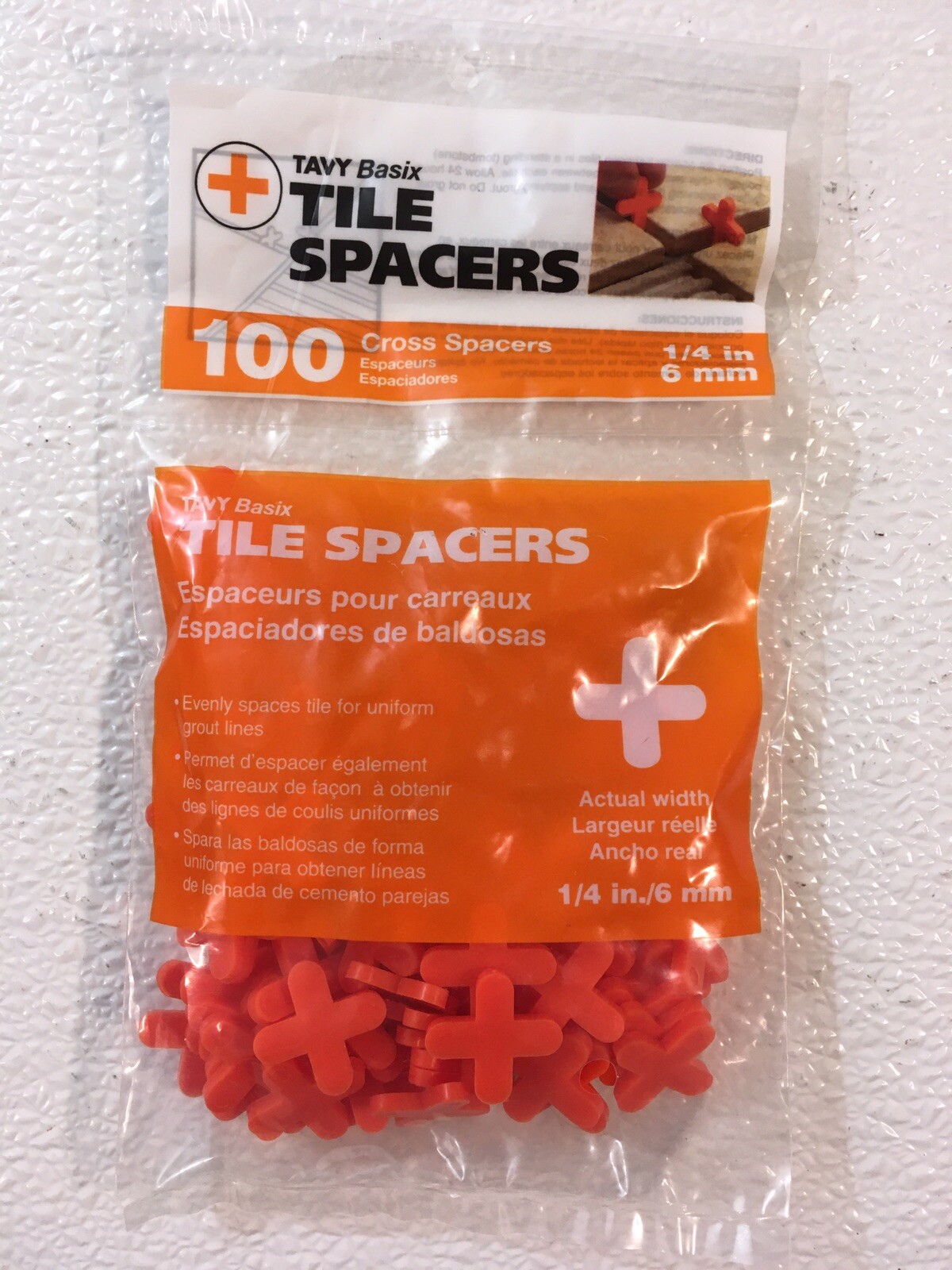3 packs (300) TAVY Basix Cross Tile Spacers ~ 1/4in 6mm ( 3 x 100 pieces )