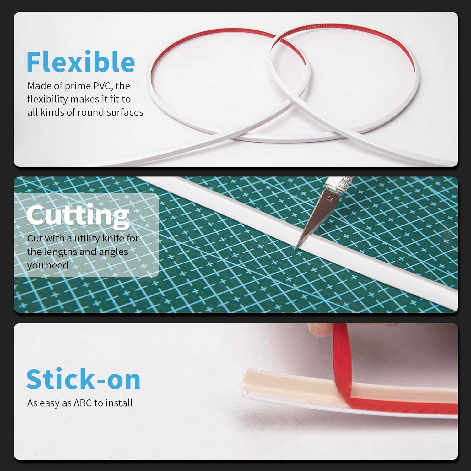 Art3D 20Ft outside Vinyl Corner Trim Peel and Stick for Tile and Wall Edges, Fur