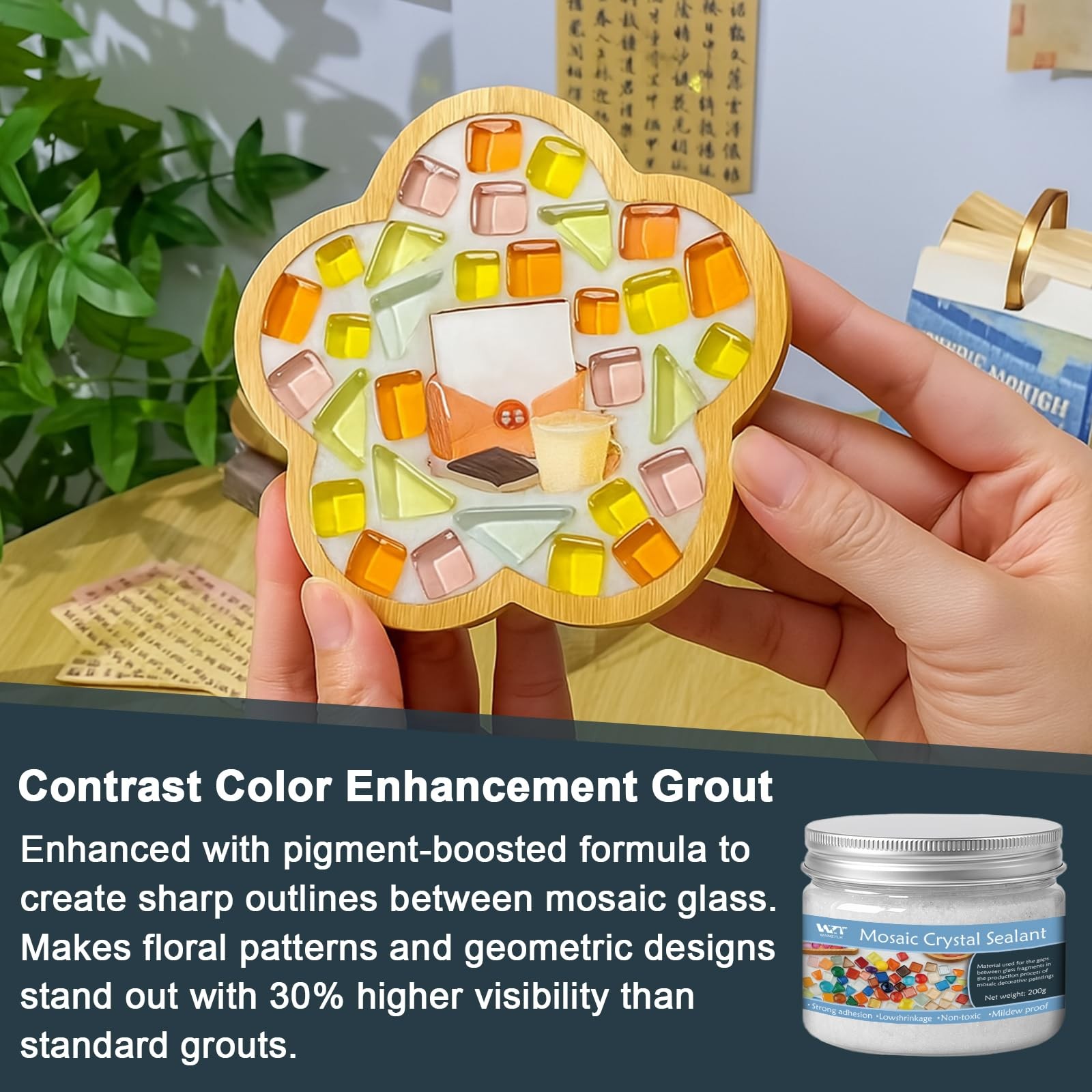 200g Professional Mosaic Grout for Crafts White – Quick-Dry Crystal Tile Grou…