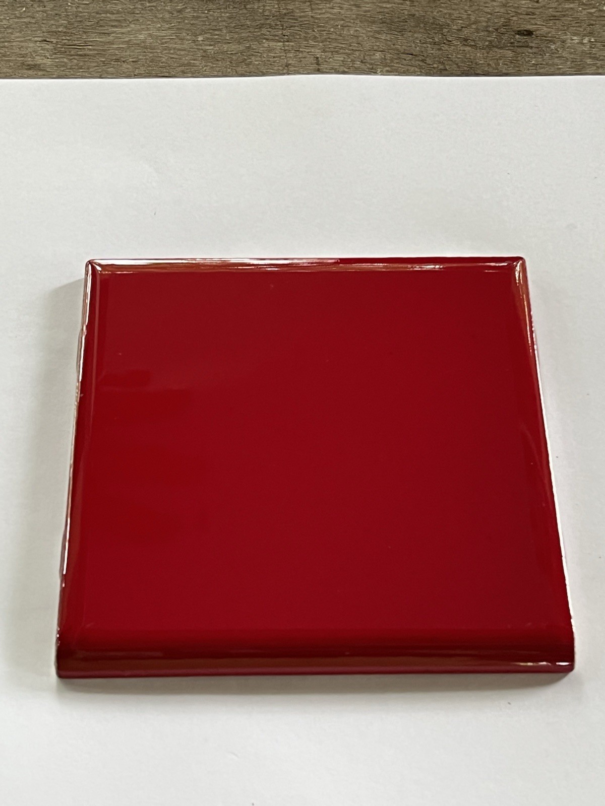 Vintage Candy Apple Red Ceramic Tile 4.25 Sq. Edge Trim ~ Made In Mexico