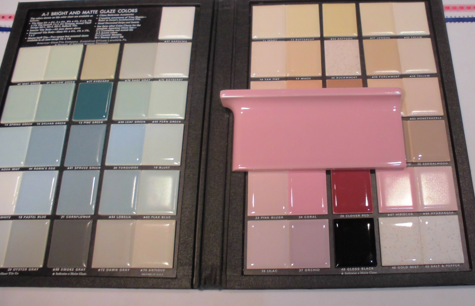 2 pcs. *Pink Coral* Finish Corner Flat Top cove/base Ceramic Tile 3″ X 6″ A.O.