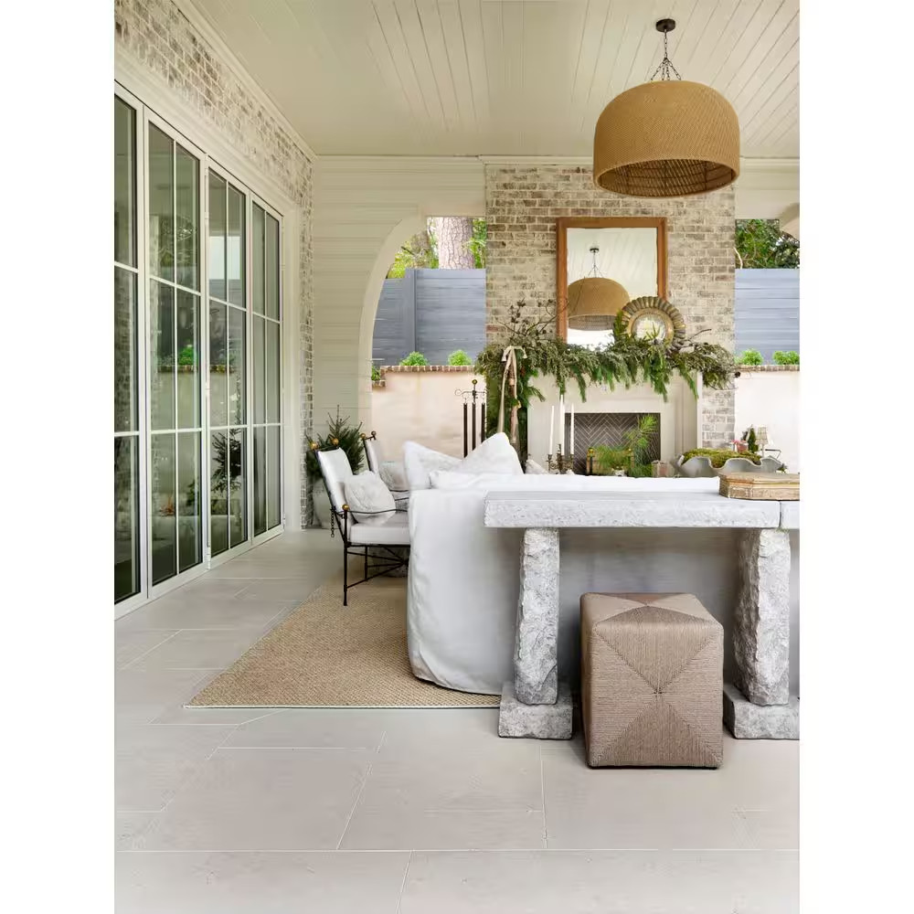 Gritzo Salt 24 In. X 24 In. X 0.79 In. White Stone Look Matte Porcelain Paver (8