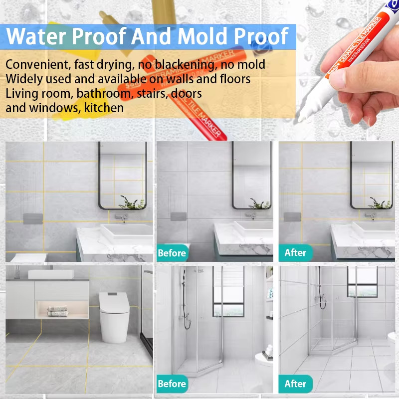 1/3 Pcs Waterproof White Marker Pen Wall Seam Repair Tiles Grout Markers Pens Fl