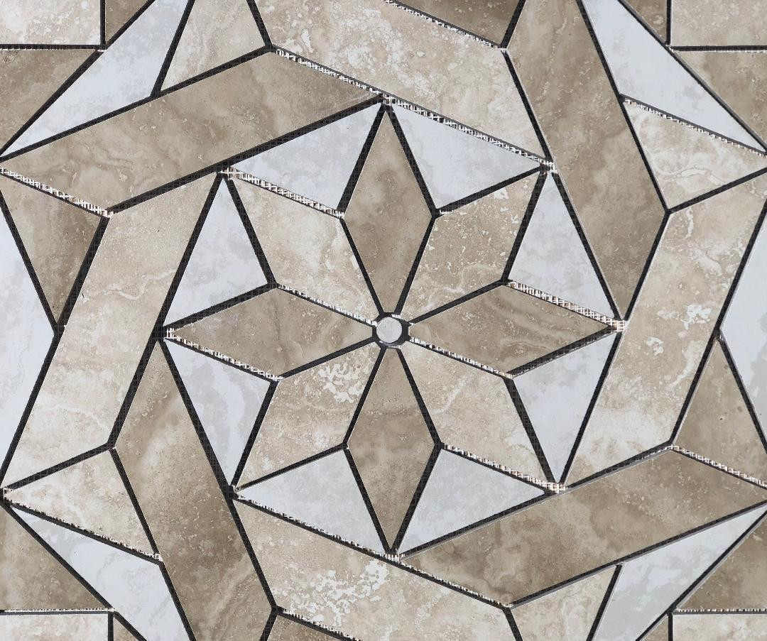 36″ x 36″ Tile Medallion – Happy Floors Cipriani tile, mimic travertine tile