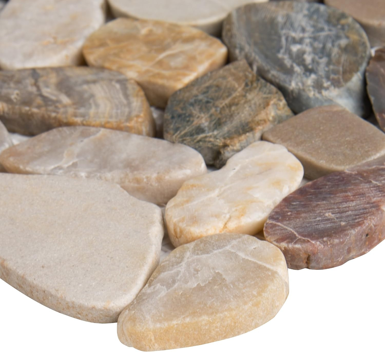 Tumbled Quartzite River Rock Mosaic Tile for Kitchen & Bath, 12″x12