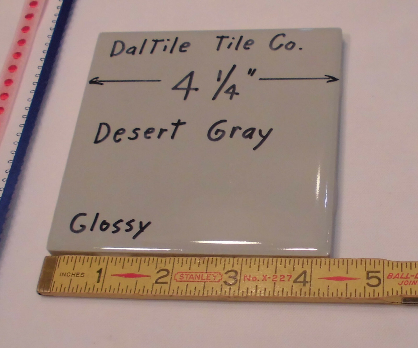 1 pc. Glossy *Desert Gray* Ceramic Tile by Daltile…4-1/4″ NEW STOCK