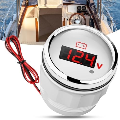 12V 24V Voltmeter Gauge, Waterproof Volt Meter 12 Volt, 52mm Battery Voltage
