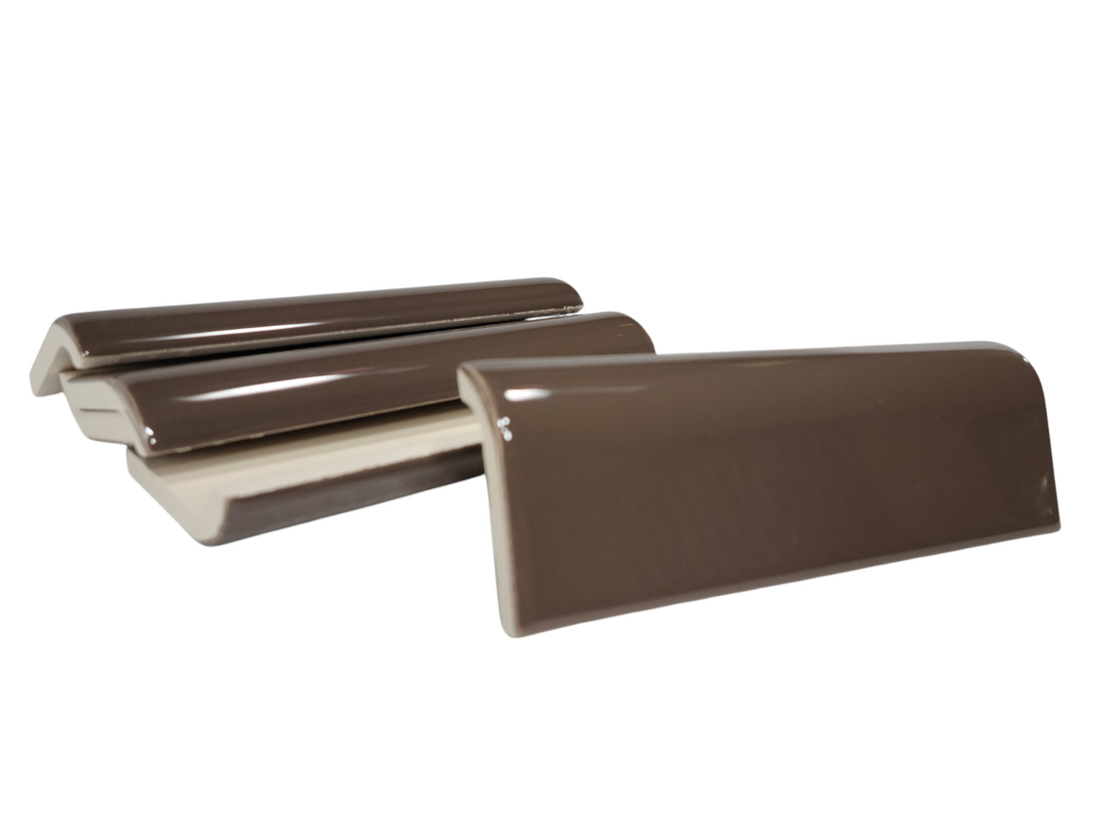 Brown Ceramic Tile Bullnose Mudcap Subway Edge Trim Vintage Mud Cap Curved Edge