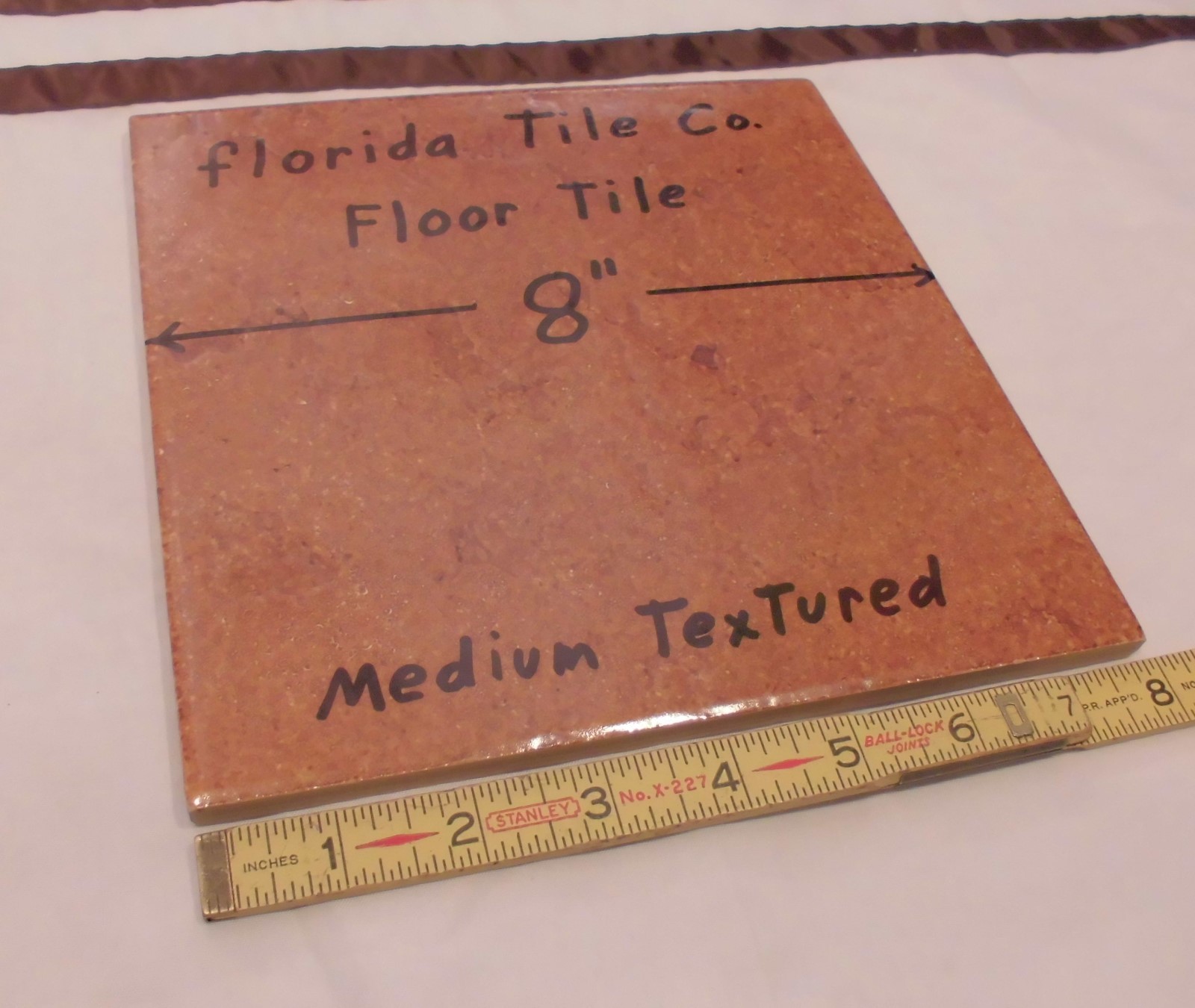 1 pc. Florida Ceramic Floor Tile 8″ X 8″ *Reddish Brown* medium textured NOS