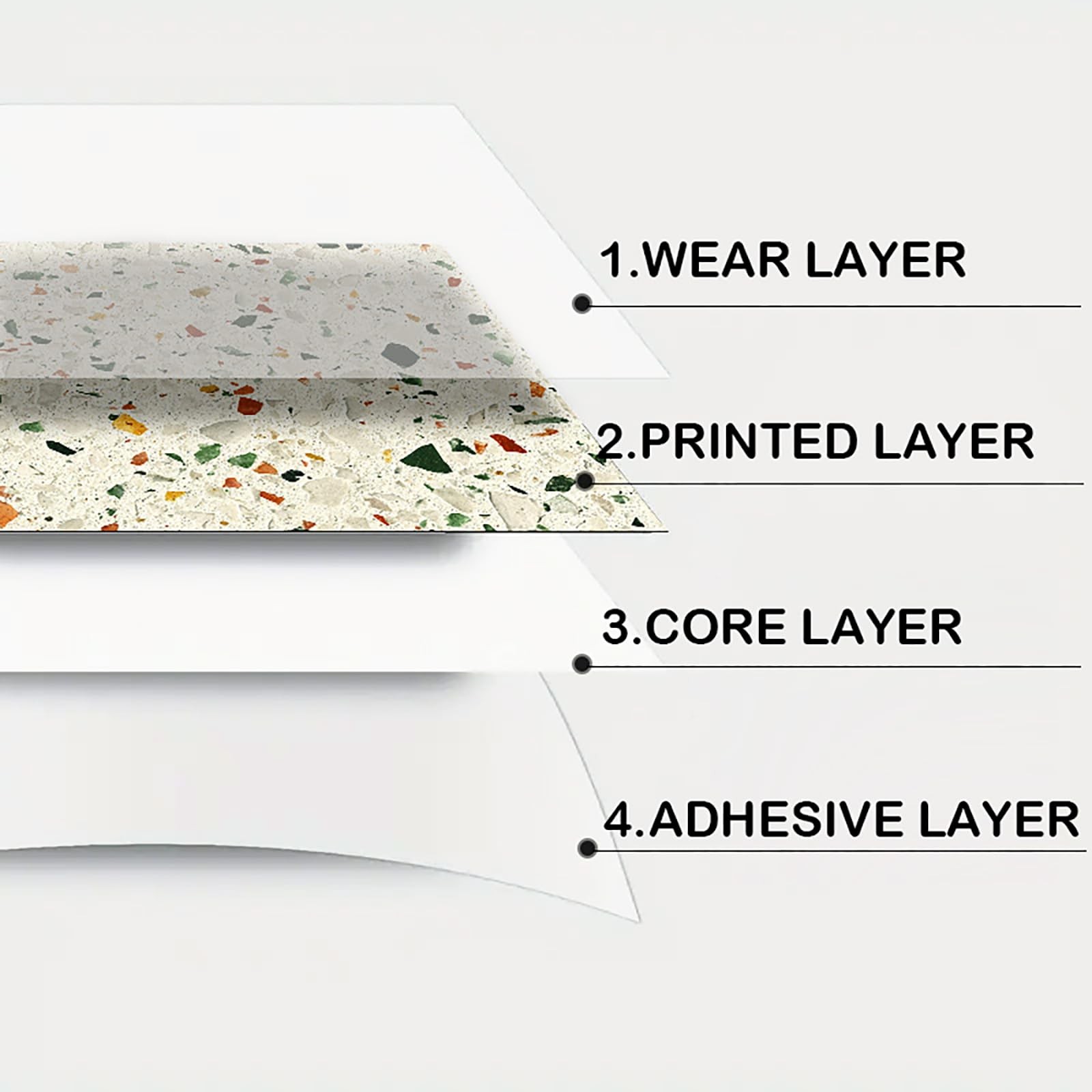 Peel and Stick Vinyl Floor Tiles, 12×12 Inch Terrazzo Pattern, Self-Adhesive …
