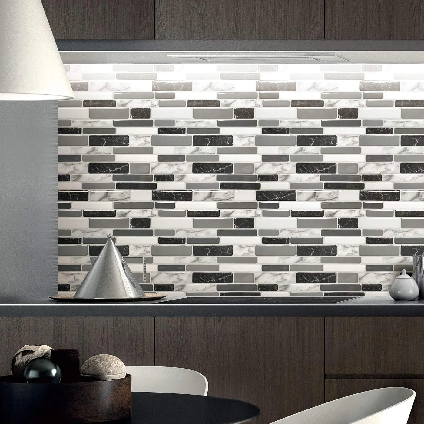 10-Sheet Peel and Stick Kitchen Backsplash Tiles, 12″x12″ Self-Adhesive Marble G