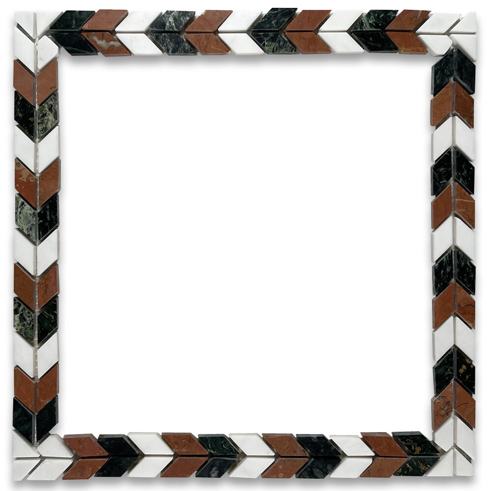 B0003P Marble Mosaic Border Listello Accent Tile Arrow Rojo 1.2×8.3 Polished