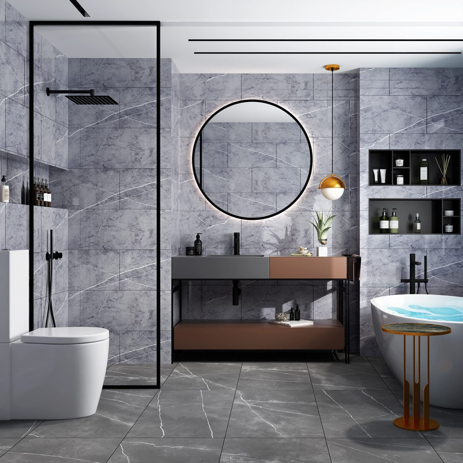 Haimin Wall Panels Peel and Stick 10 Pieces 23.6 x 11.8 inches, Gray-YSH