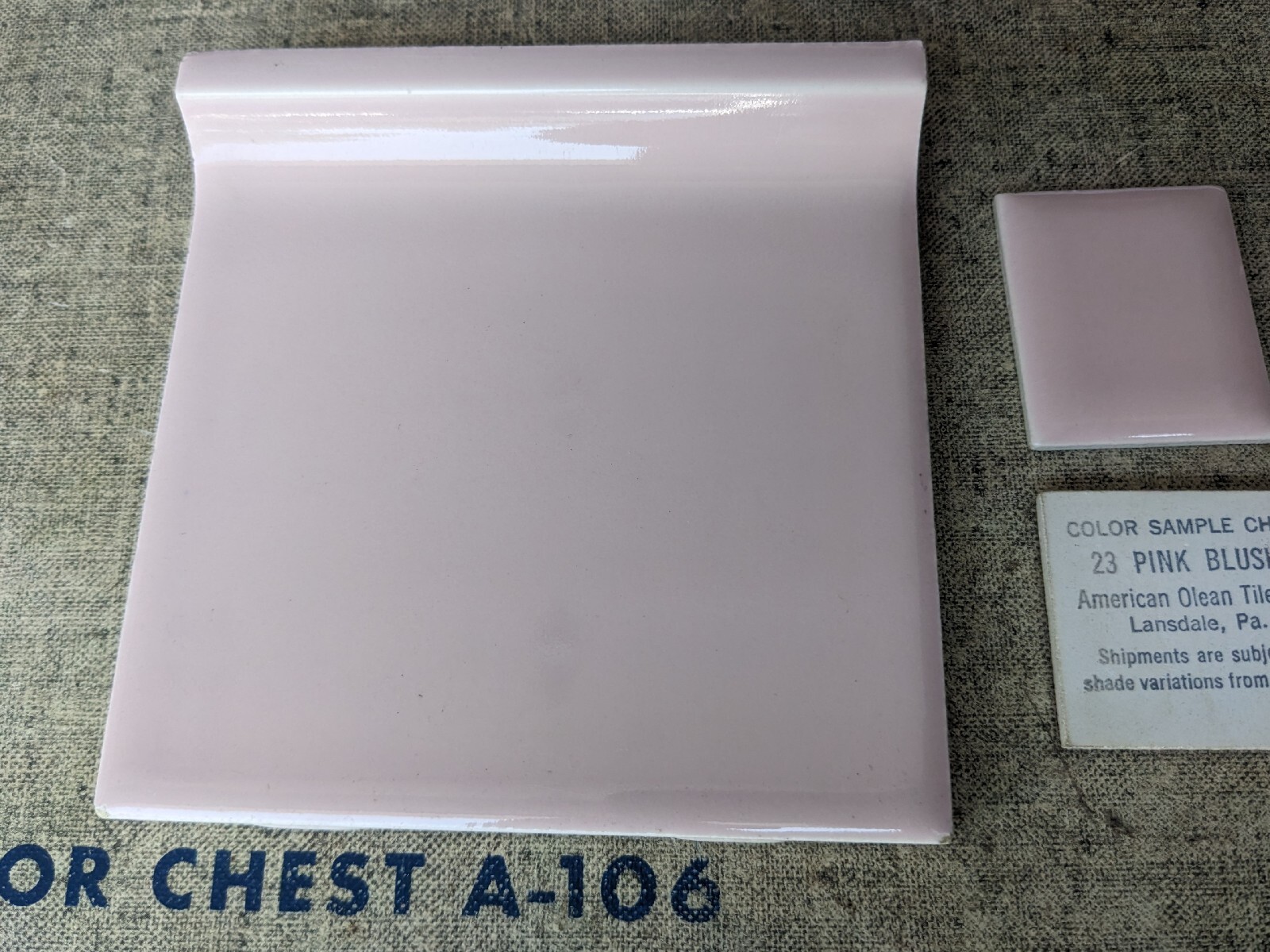 1 pc 4 1/4″ Ceramic Tile #23 Pink Blush American Olean Cove Base A3401