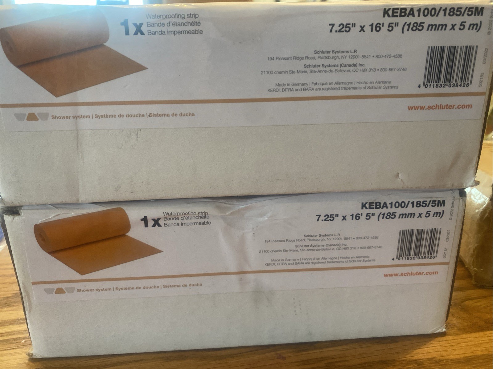 2- Schluter Kerdi Band 7.25”X16’5” Waterproofing Membrane Strip KEBA100/185/5M
