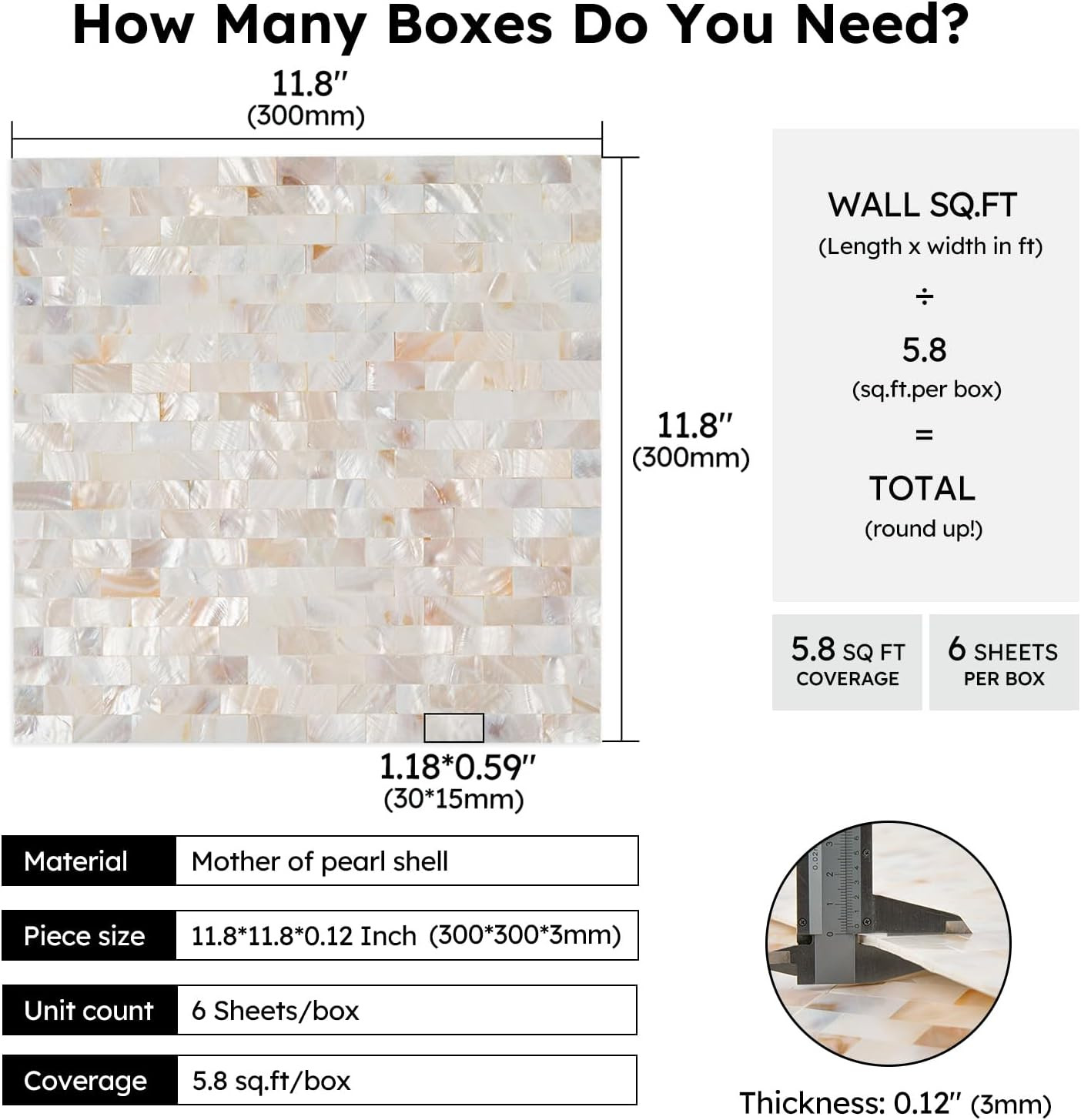 Mother of Pearl Peel and Stick Subway Tile Backsplash – 6 Sheets Pack