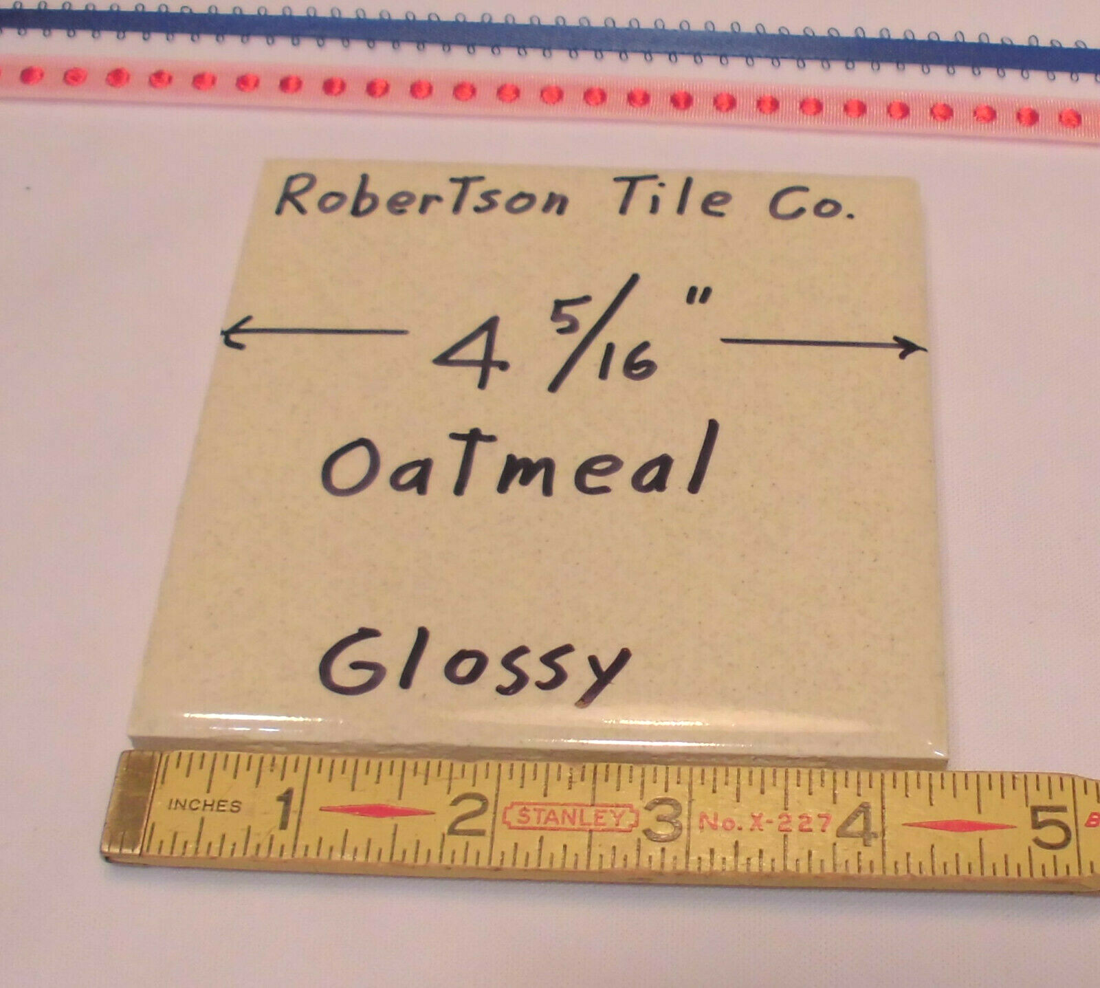 1 pc. Ceramic Tile *Oatmeal Color* 4-3/8″- 4-5/16″ Robertson Co. Cleaned Used