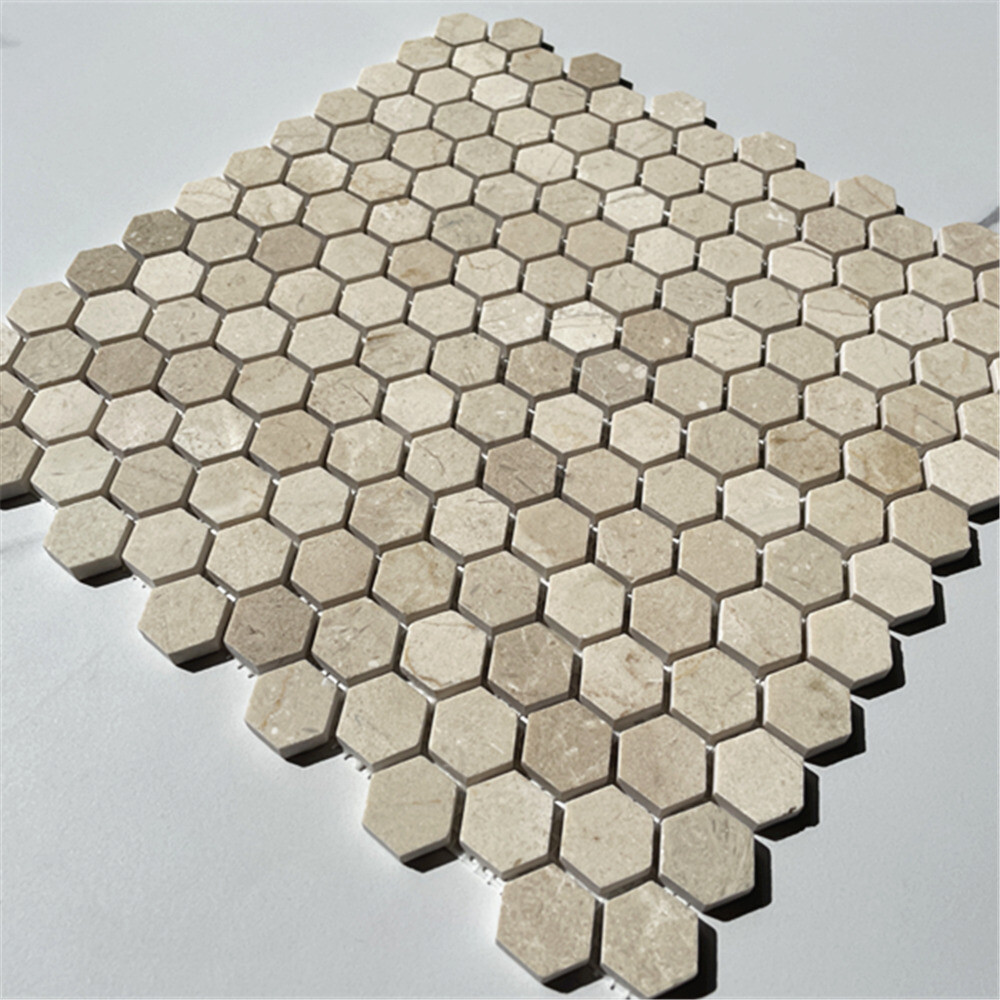 M31XP Crema Marfil Marble 1 inch Hexagon Mosaic Tile Polished