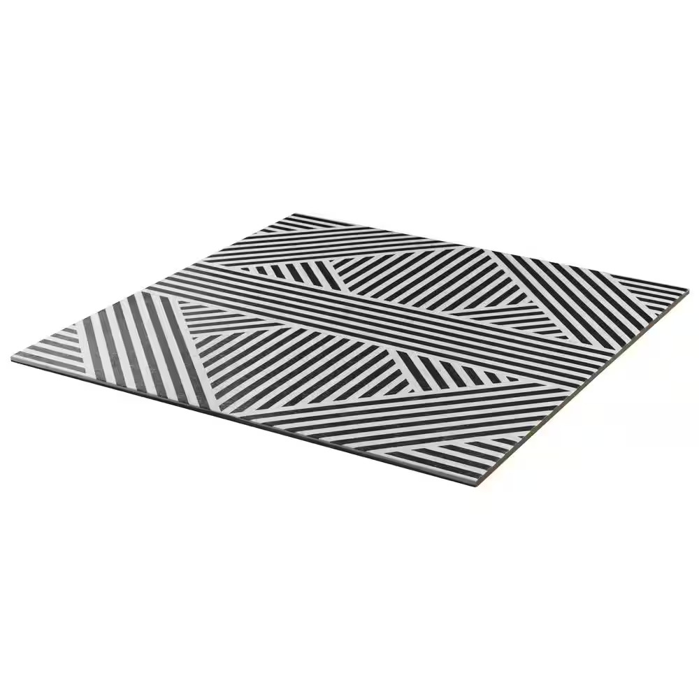 Astoria Black and White 24 In. X 24 In. Matte Porcelain Floor and Wall Tile (4 P