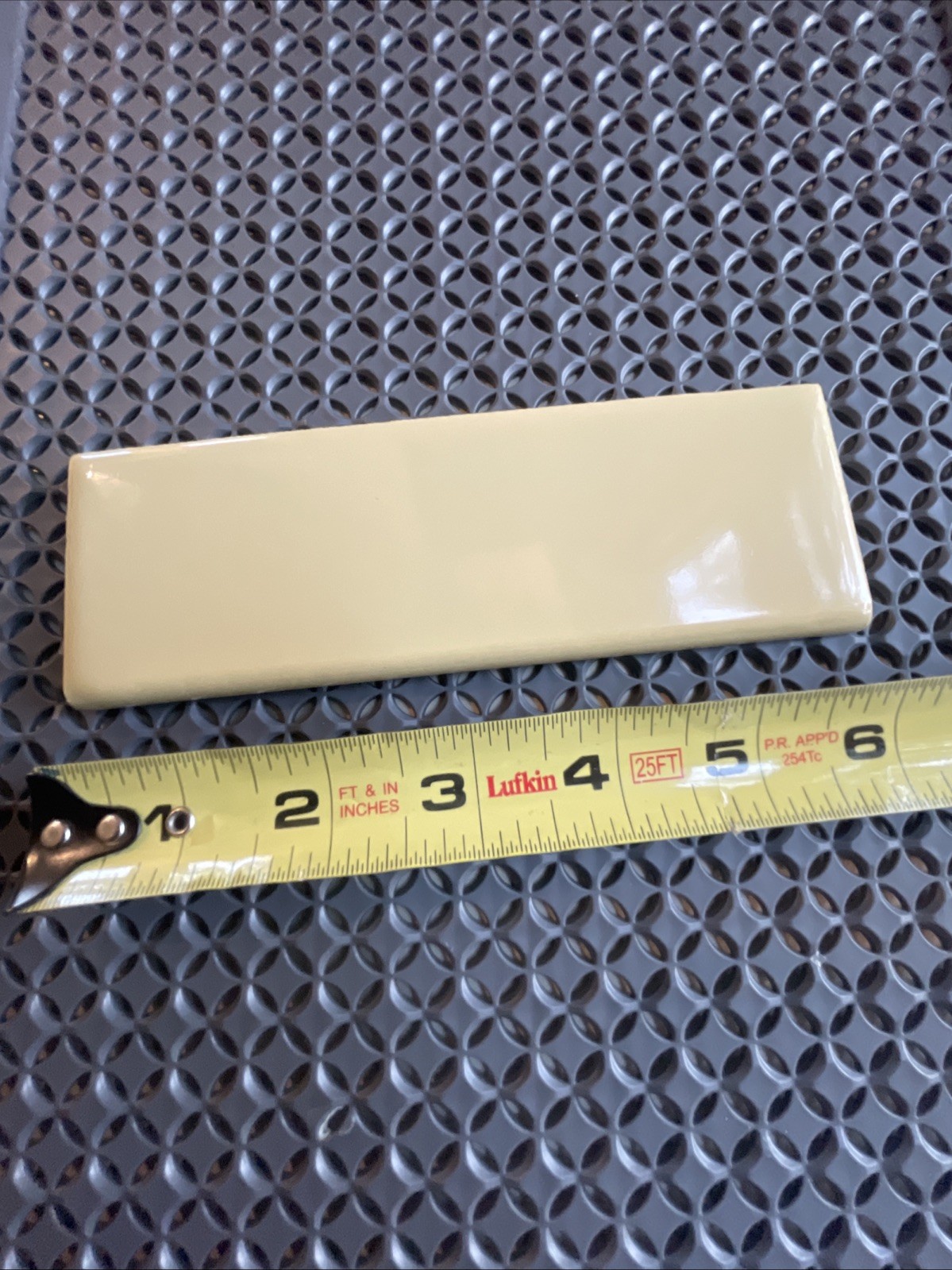 5 Vintage Yellow Gloss Ceramic Bullnose Flat Trim Tiles 2X6 457