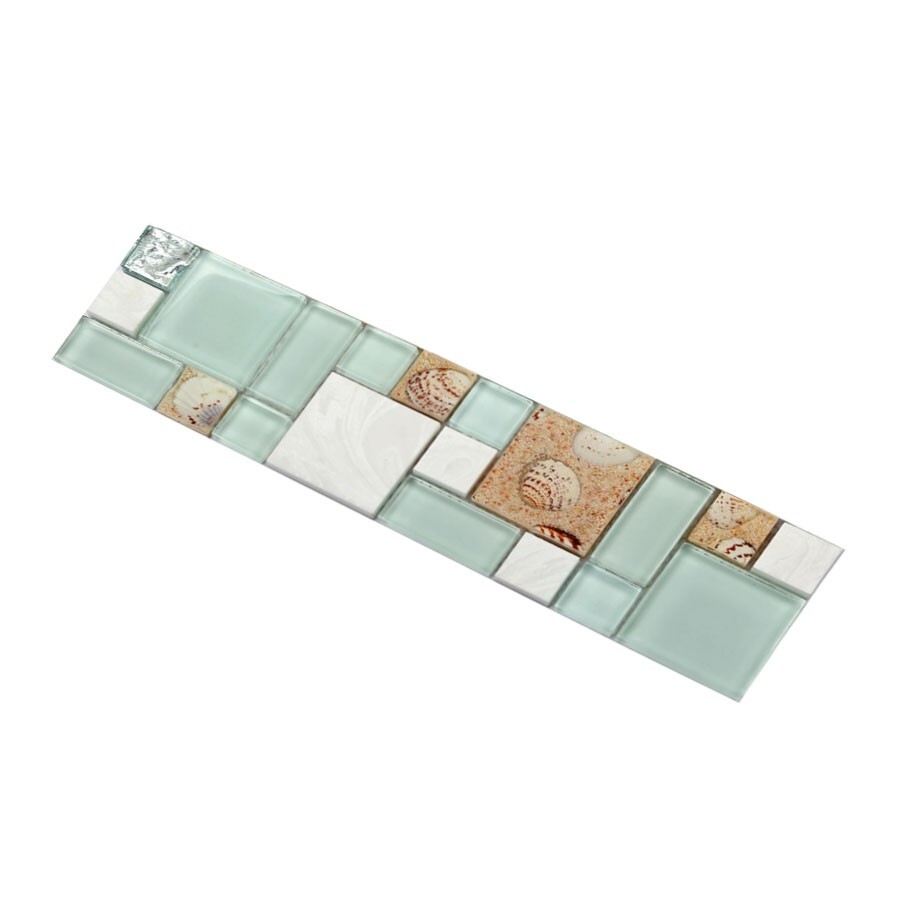 Glass Stone Mosaic Wall Tile Lake Green Beach Style House Coastal Backsplash