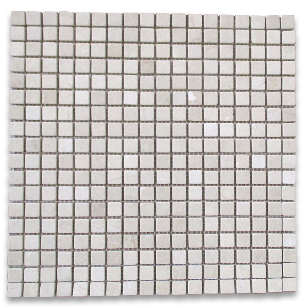 M22XT Tumbled Crema Marfil Marble 5/8×5/8 Square Mosaic NonSlip Shower Tile