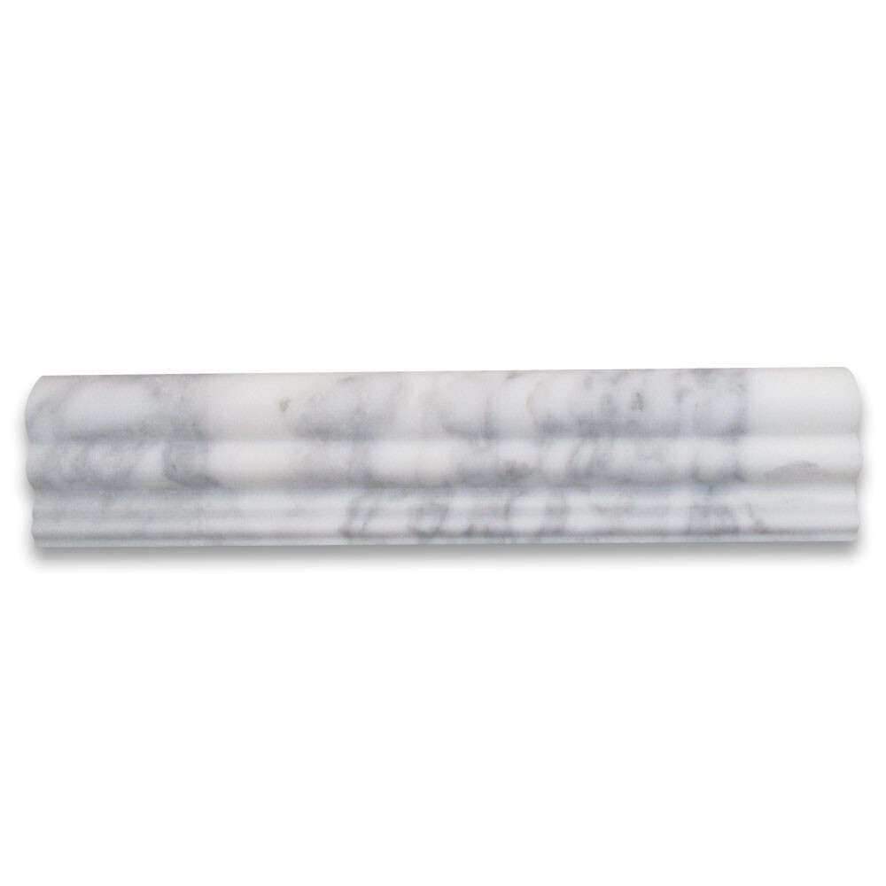 L14H Statuary White Statuario Marble 2-1/2×12 Chair Rail Trim Molding Honed
