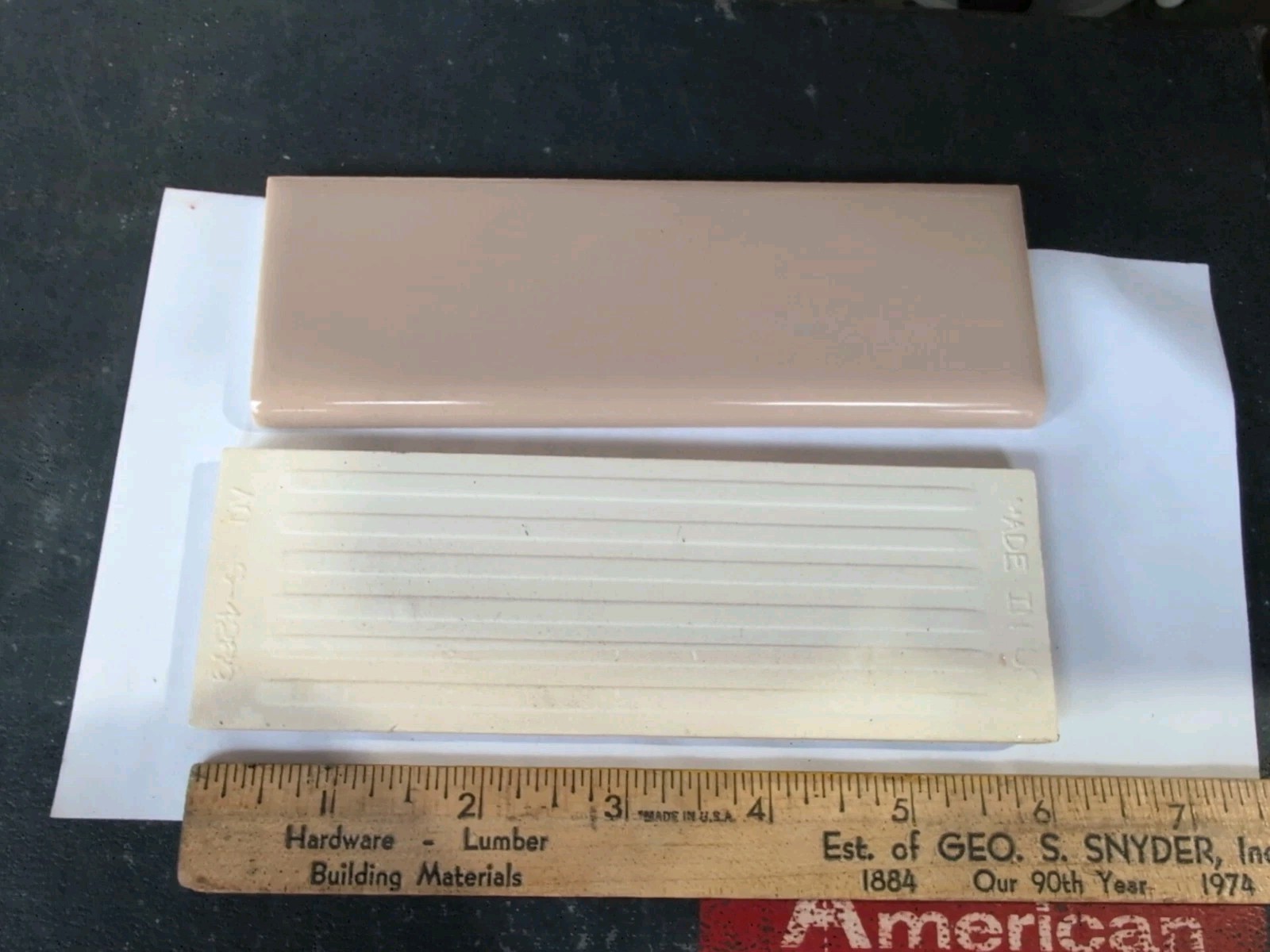2 pcs of American Olean Ceramic Tile Bullnose 2×6 S4269 Sand #38 Glossy