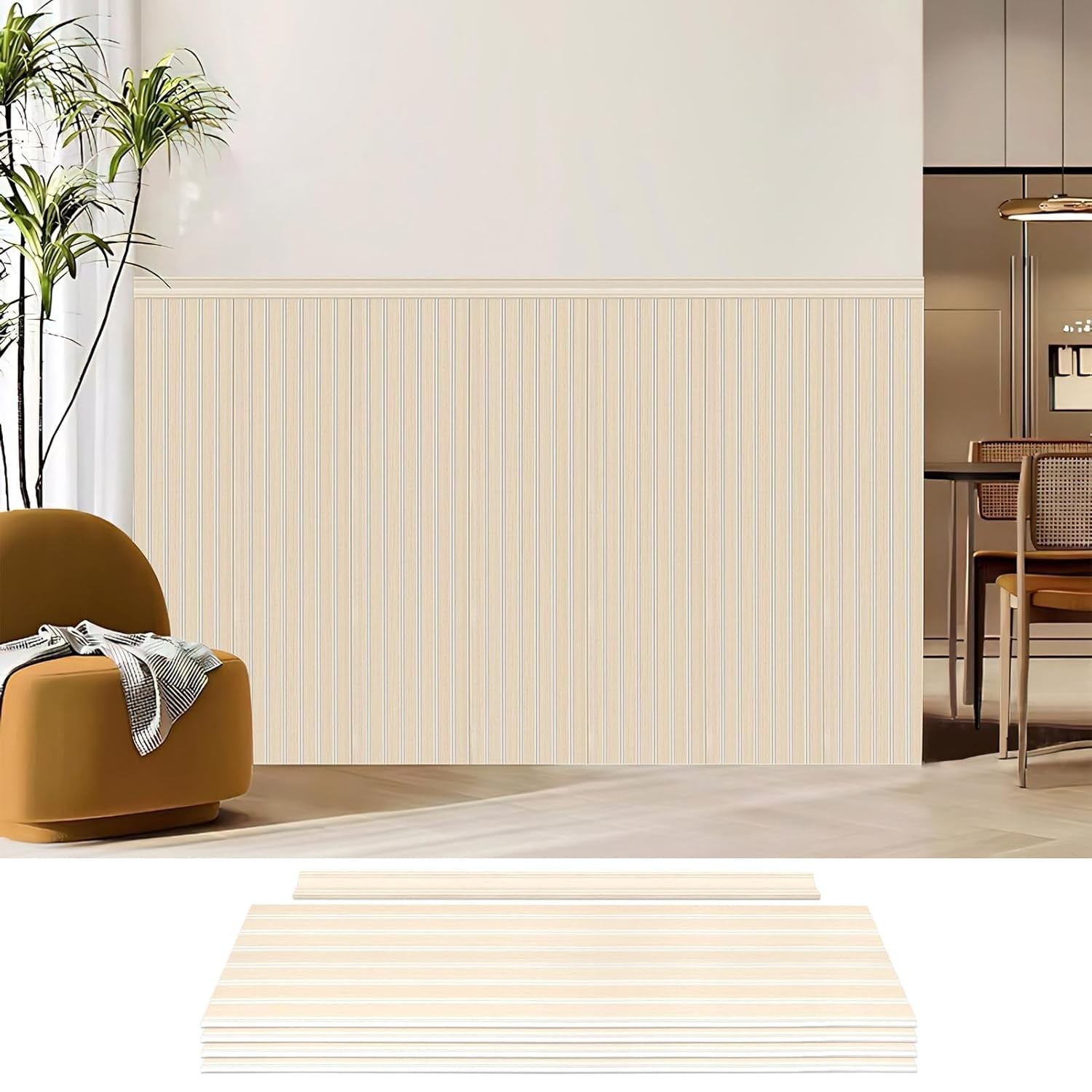 Wainscoting Wall Panel Kit 37.8″ Tall Beadboard Panels Walls Polystyrene Board &