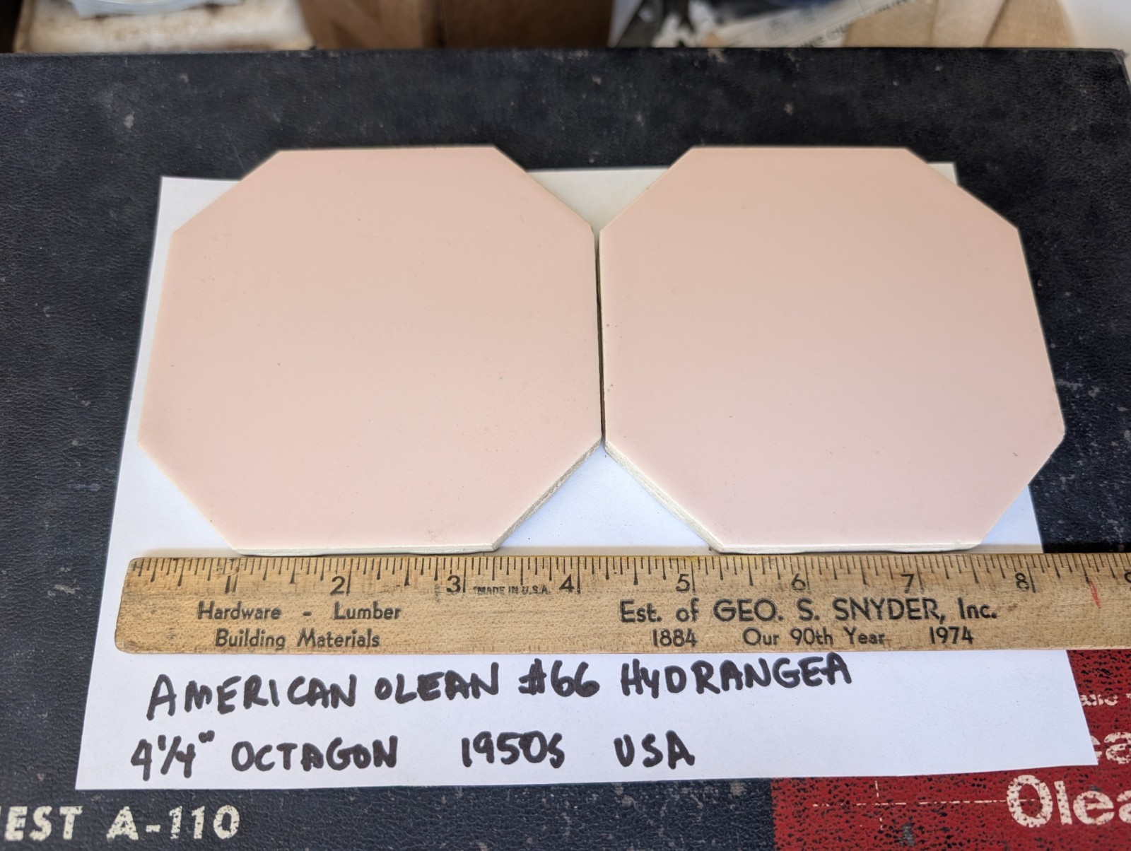 2 pcs American Olean Vintage Ceramic Tile 4-1/4″ Octagon #66 HYDRANGEA MATTE