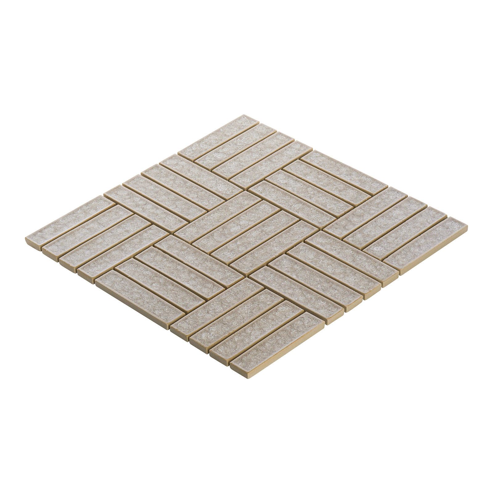 Tan Beige Sand Crackle Glass Basketweave Parquet Mosaic Tile Kitchen Backsplash