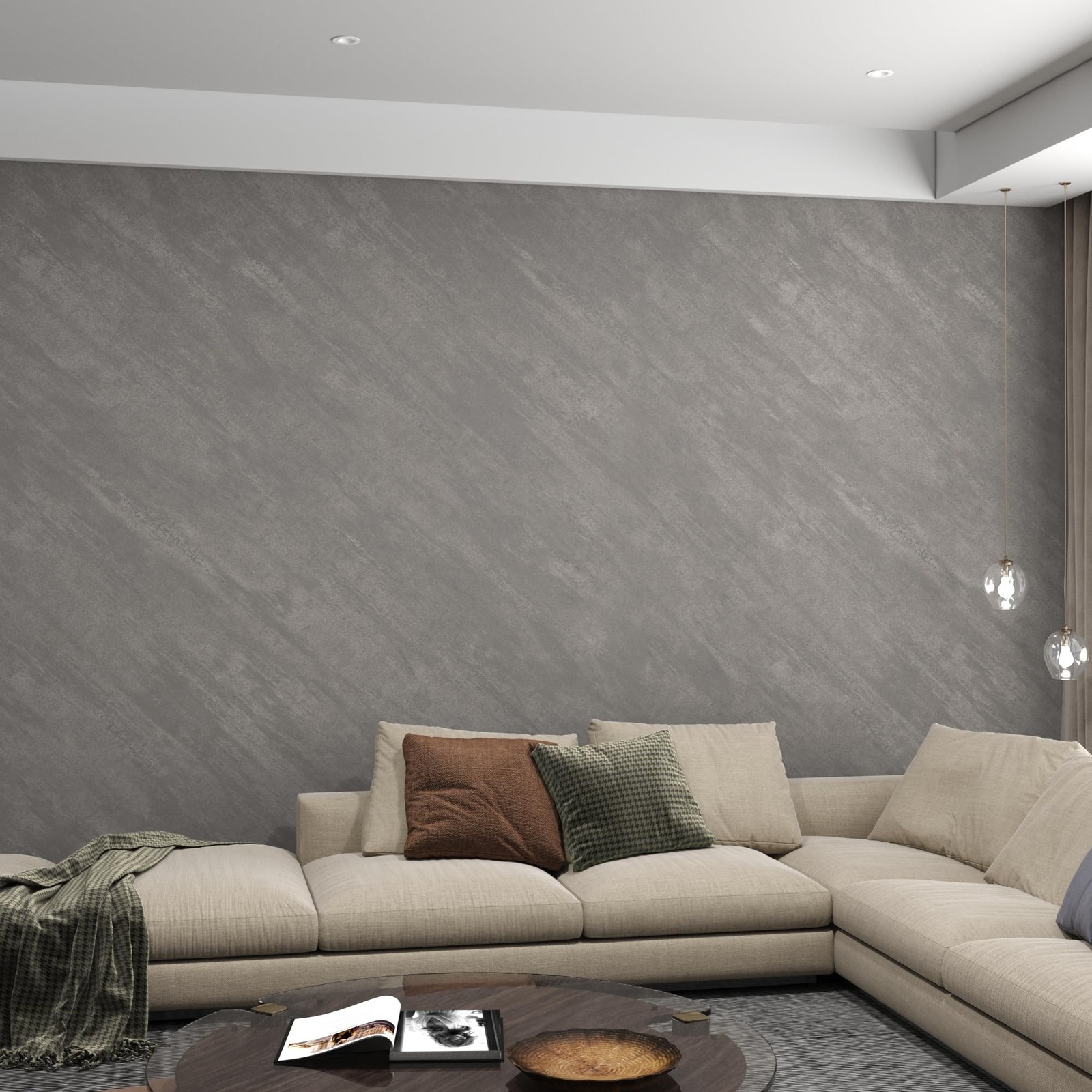 3yecao 16″×591″ Large Size Grey Concrete Wallpaper Peel and Stick 3D Thick