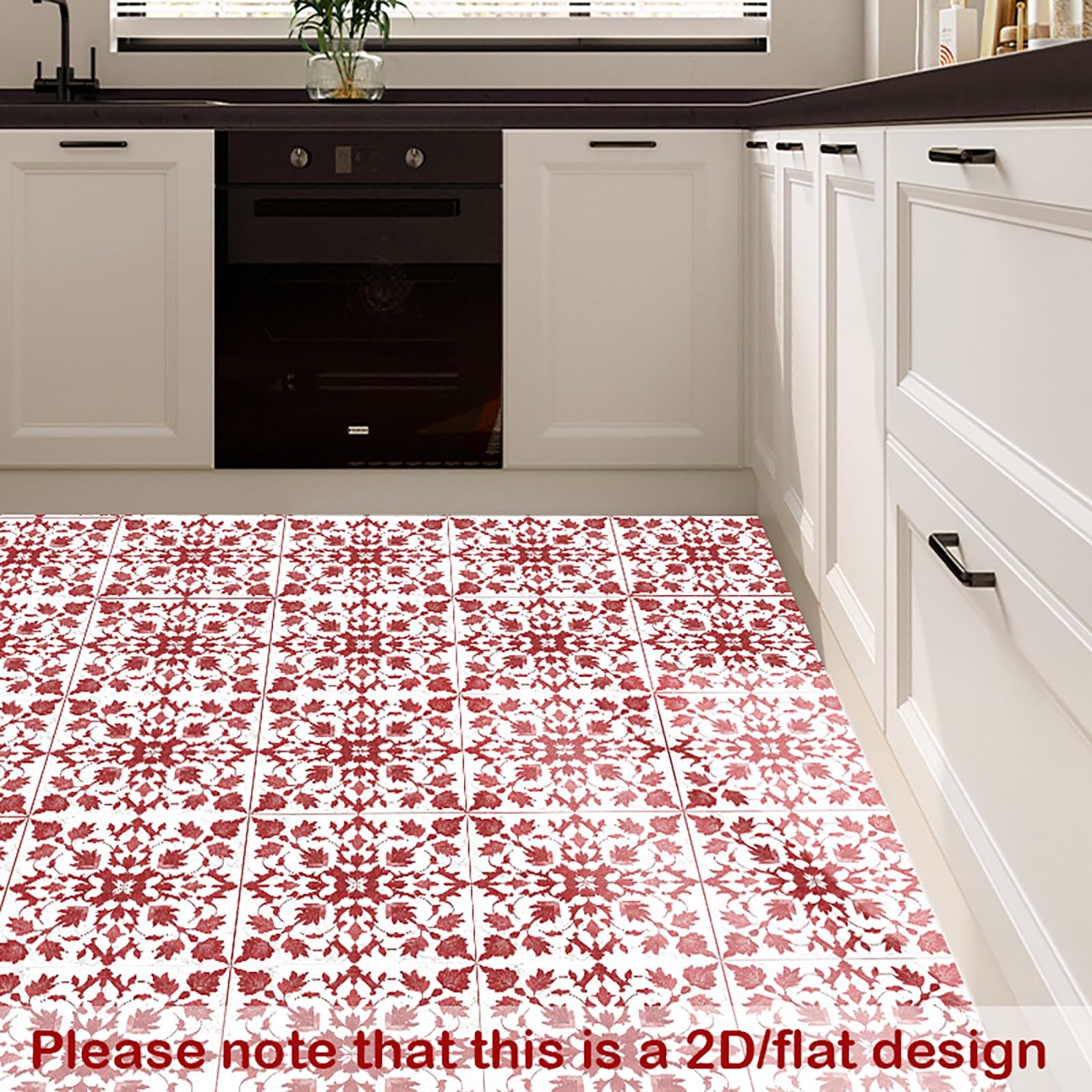 10 PCS Red Leaf Floral Pattern Peel And Stick Vinyl Floor Tiles 11.8×11.8 Inch