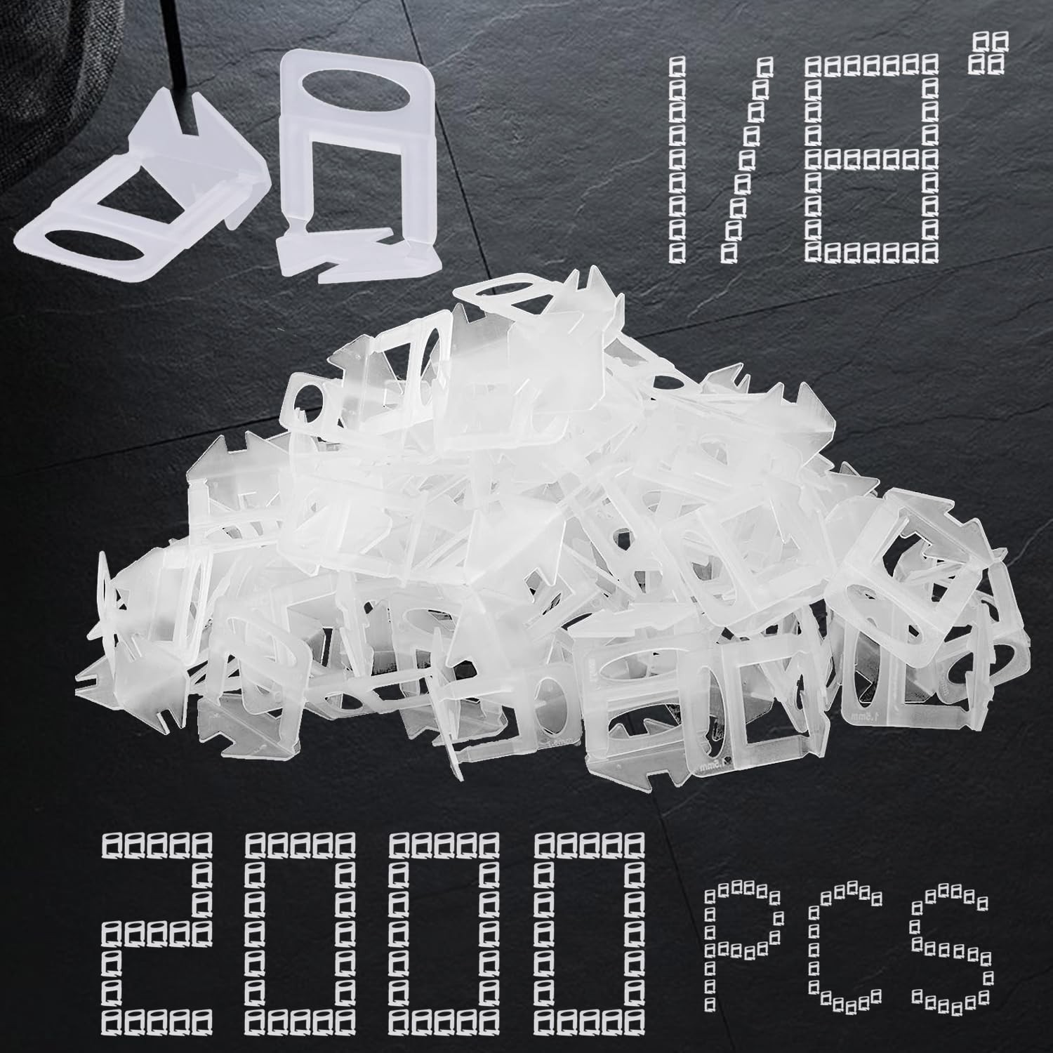 Tile Leveling System Clips 1/8″ 2000 Piece 3.0mm Tile Leveler Clips DIY Tile …