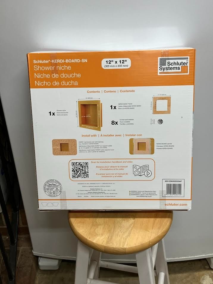 Schluter KERDI Board Prefabricated Niche 12″ x 12″ Waterproof Ready to Tile-NIB