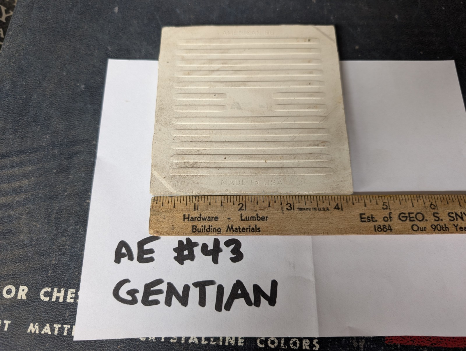 1 pc of American Encaustic Olean Ceramic Tile #43 Gentian 4-1/4″ Square 1950s