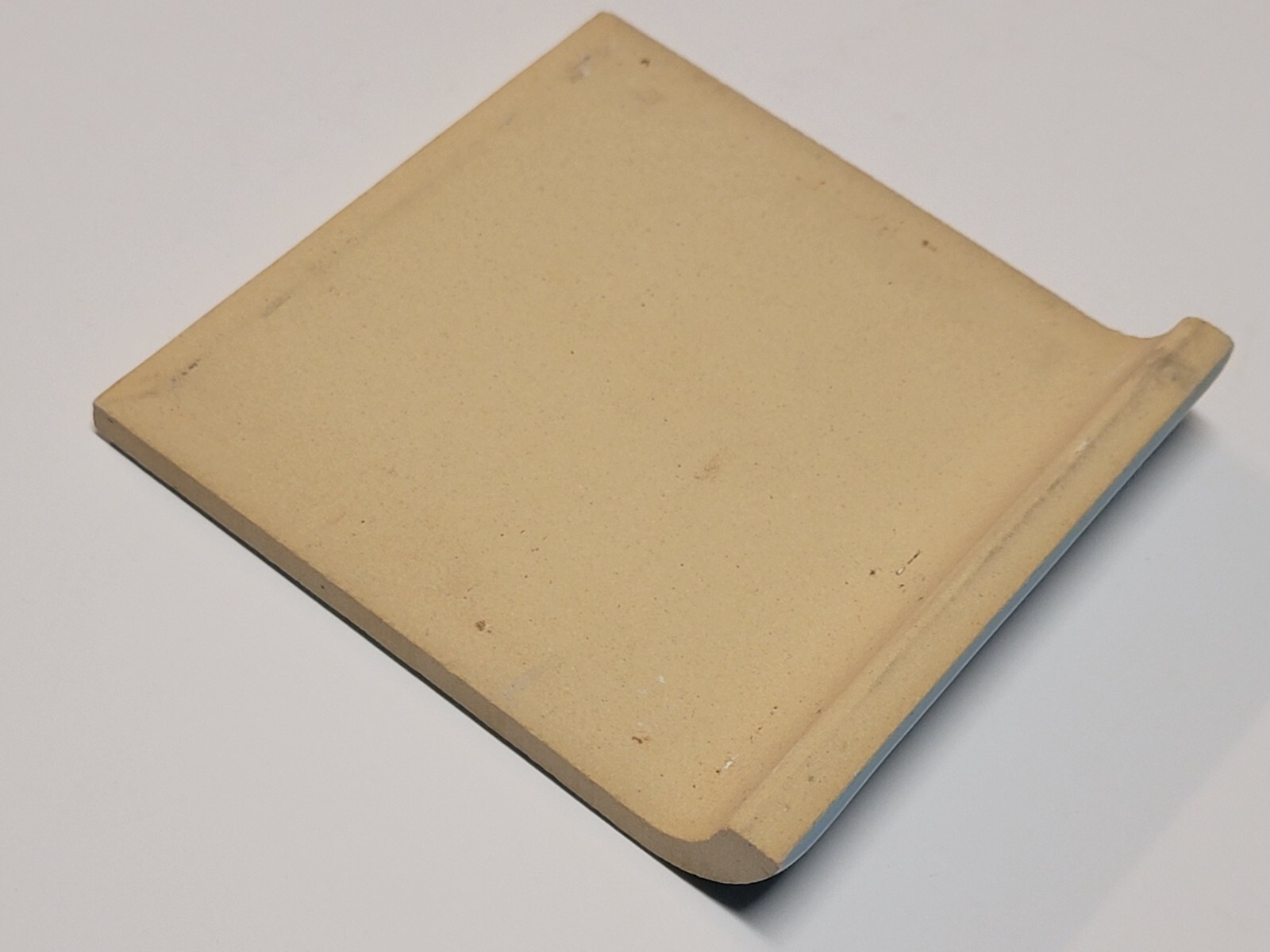 Vtg. 1 pc. Ceramic MUDCAP Edge Tile 4 1/4″ Sq. Light Sky Blue Glossy NEW NOS