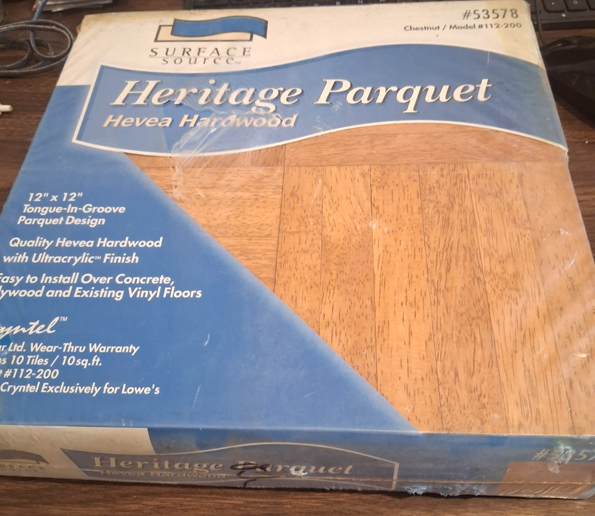 (10 PIECES) SURFACE SOURCE HERITAGE CHESTNUT PARQUET 12″ x 12″ HARDWOOD FLOORING
