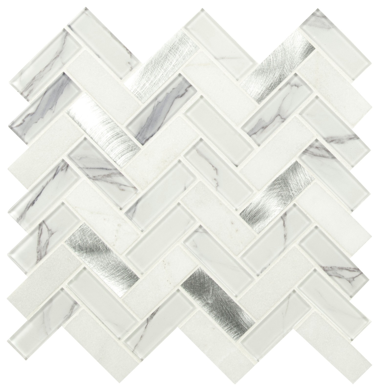Ackland AKM-SGM-1X3HBX-CA 12″ x 12″ Glass and Metal and Stone – White Etherea